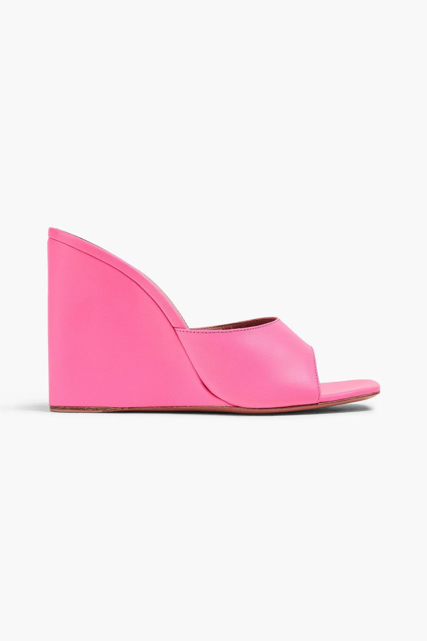 Amina Muaddi Lupita 95 Leather Wedge Mules Pink Women's