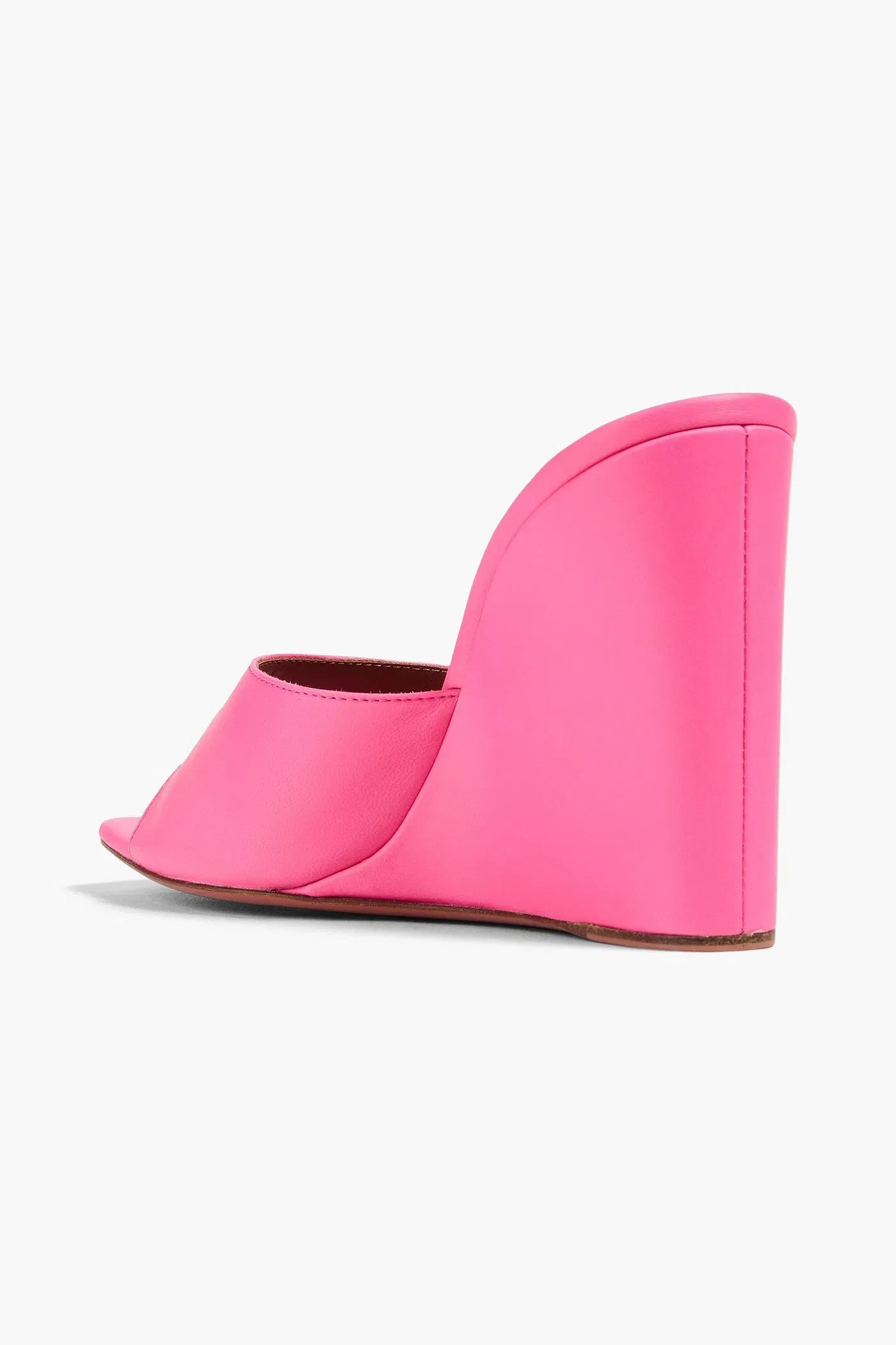 Amina Muaddi Lupita 95 Leather Wedge Mules Pink Women's