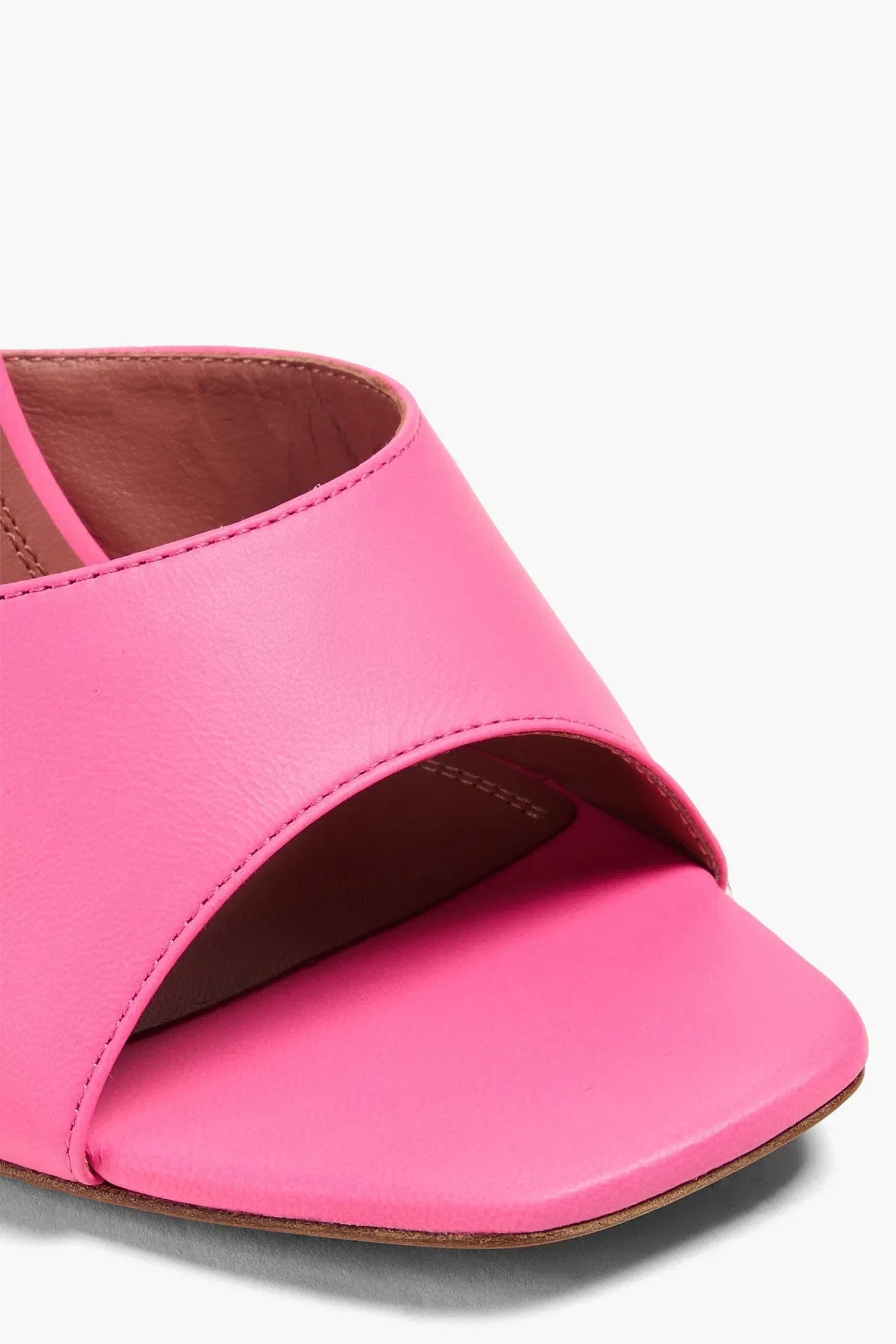 Amina Muaddi Lupita 95 Leather Wedge Mules Pink Women's