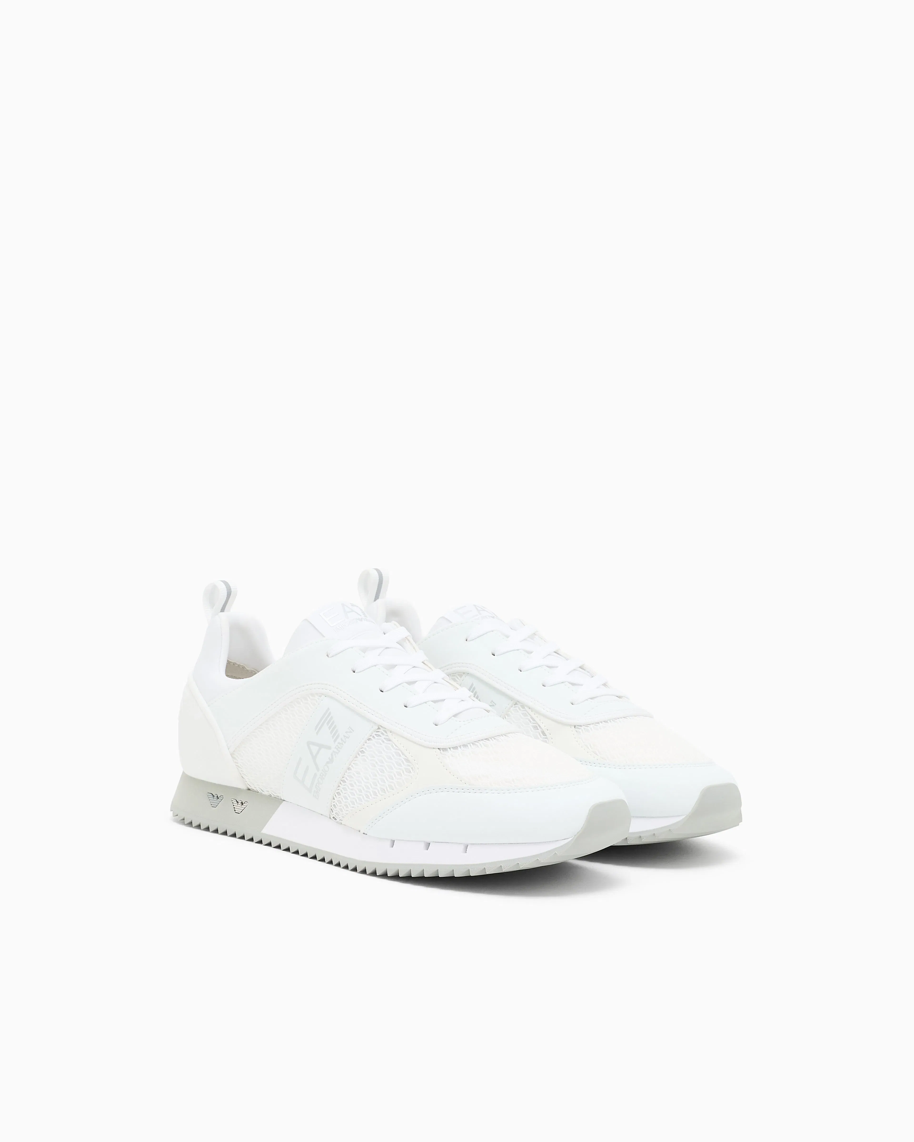 Ea7 Sneaker Black And White In Mesh With Rubber Sole White