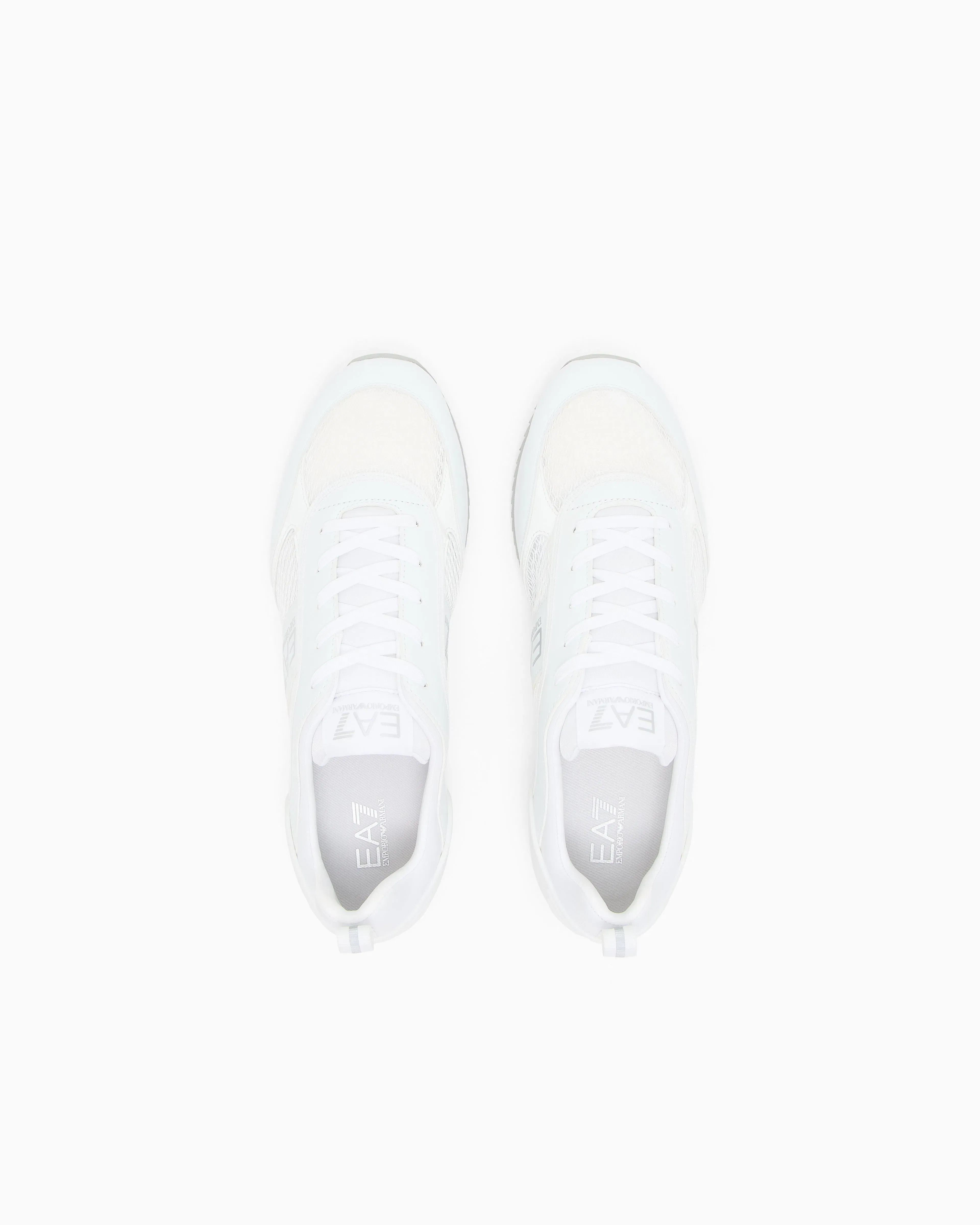 Ea7 Sneaker Black And White In Mesh With Rubber Sole White