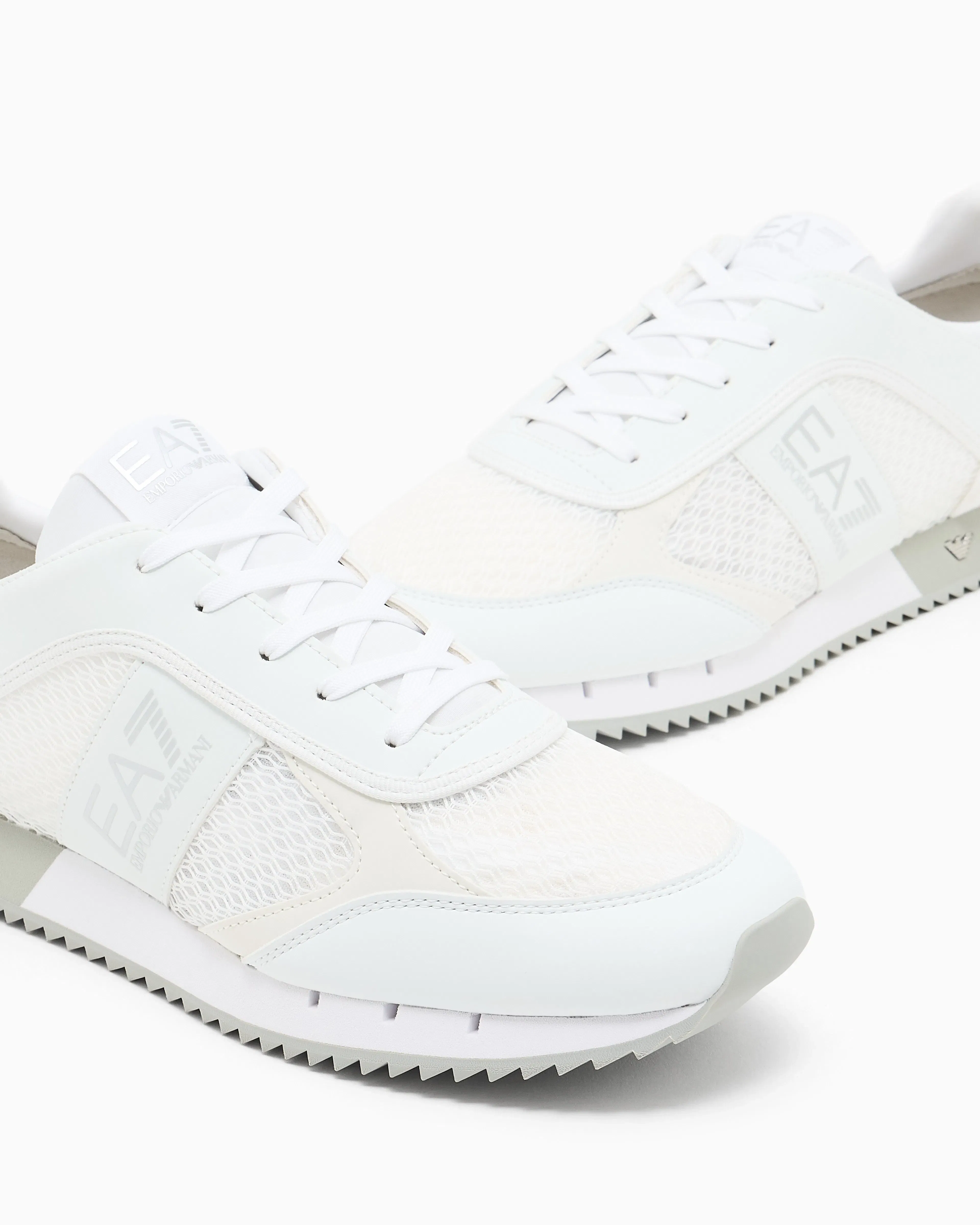 Ea7 Sneaker Black And White In Mesh With Rubber Sole White