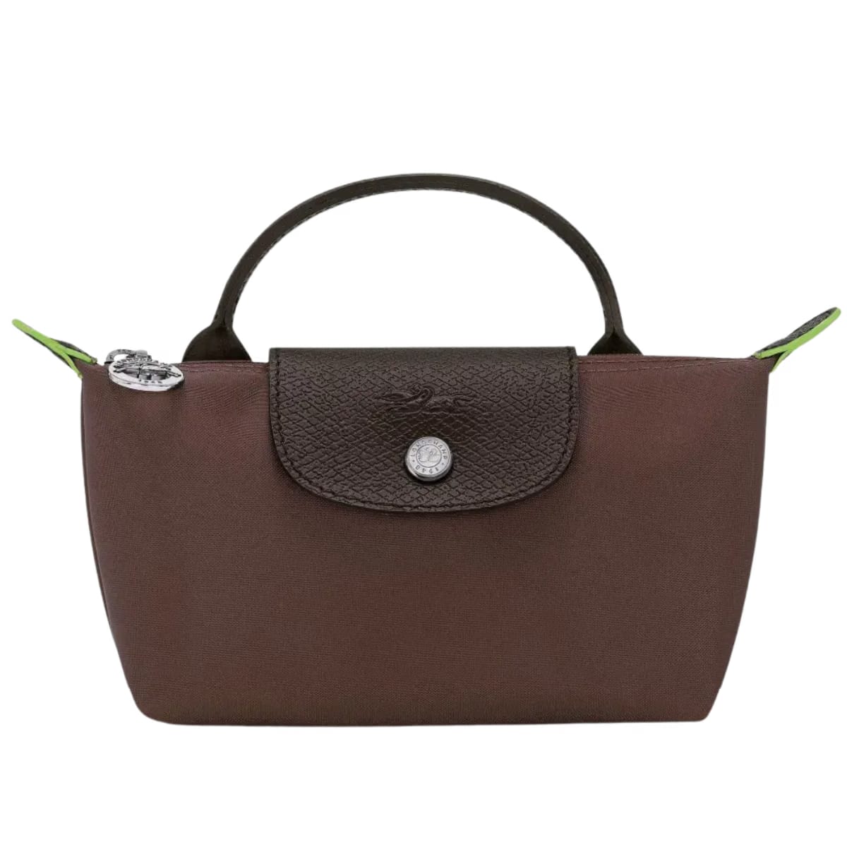 Longchamp Le Pliage Original Pouch with handle & contrast leather top flap