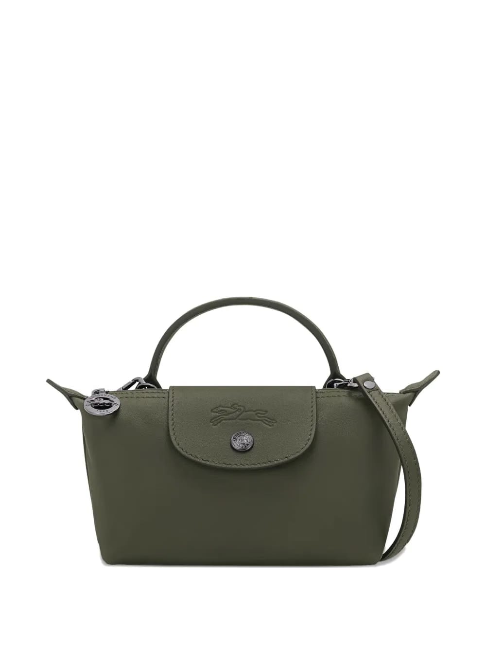 Longchamp Le Pliage Original Pouch with handle & contrast leather top flap