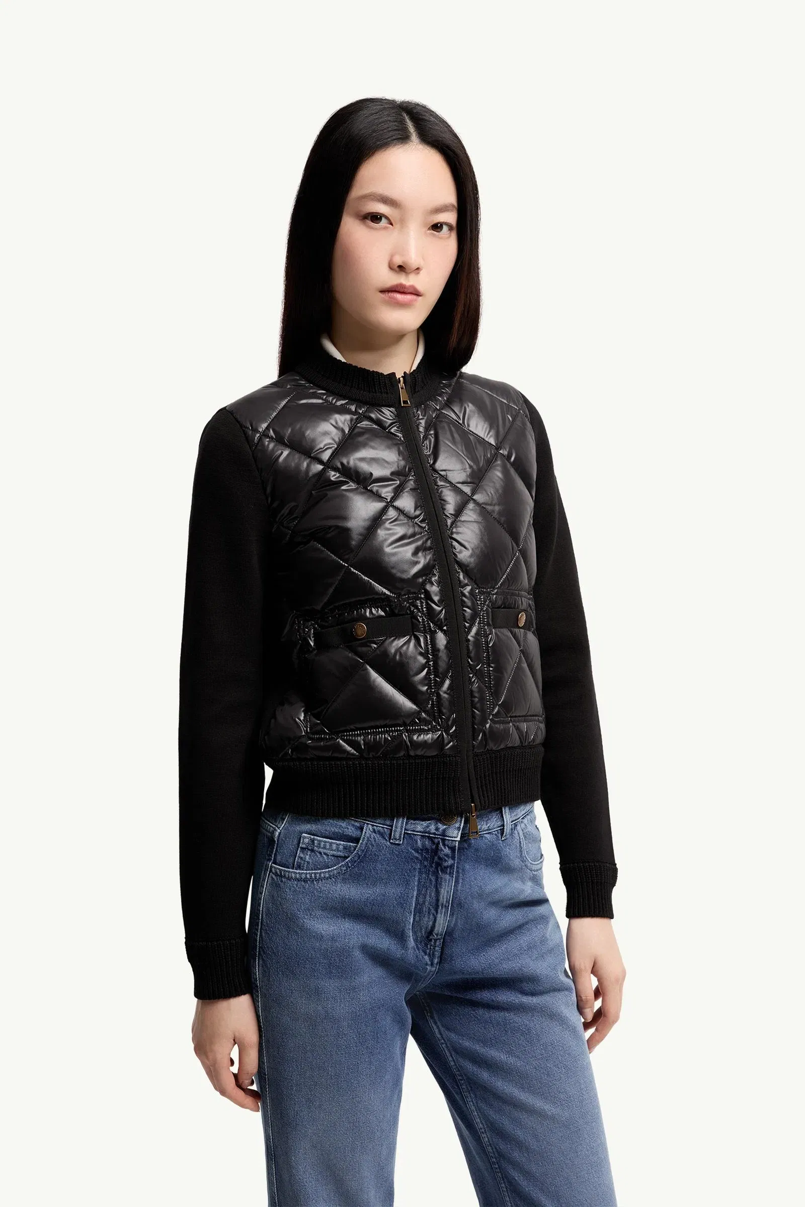 Moncler Cotton Padded Cardigan Black Black