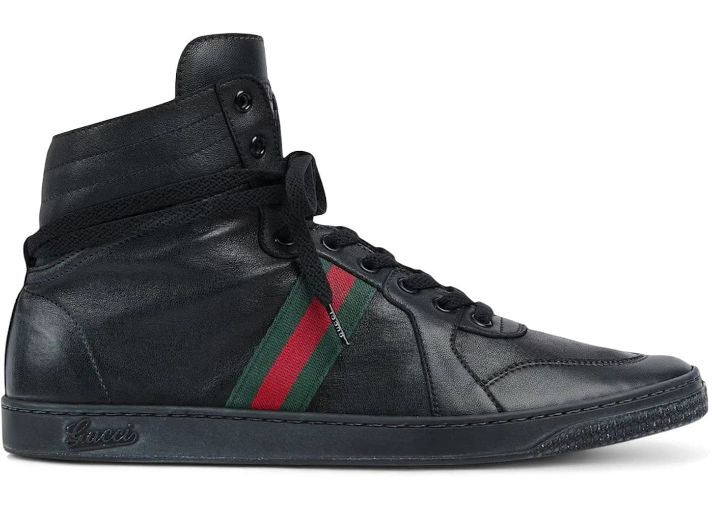 Gucci Stretch High-Top Sneaker Black Leather