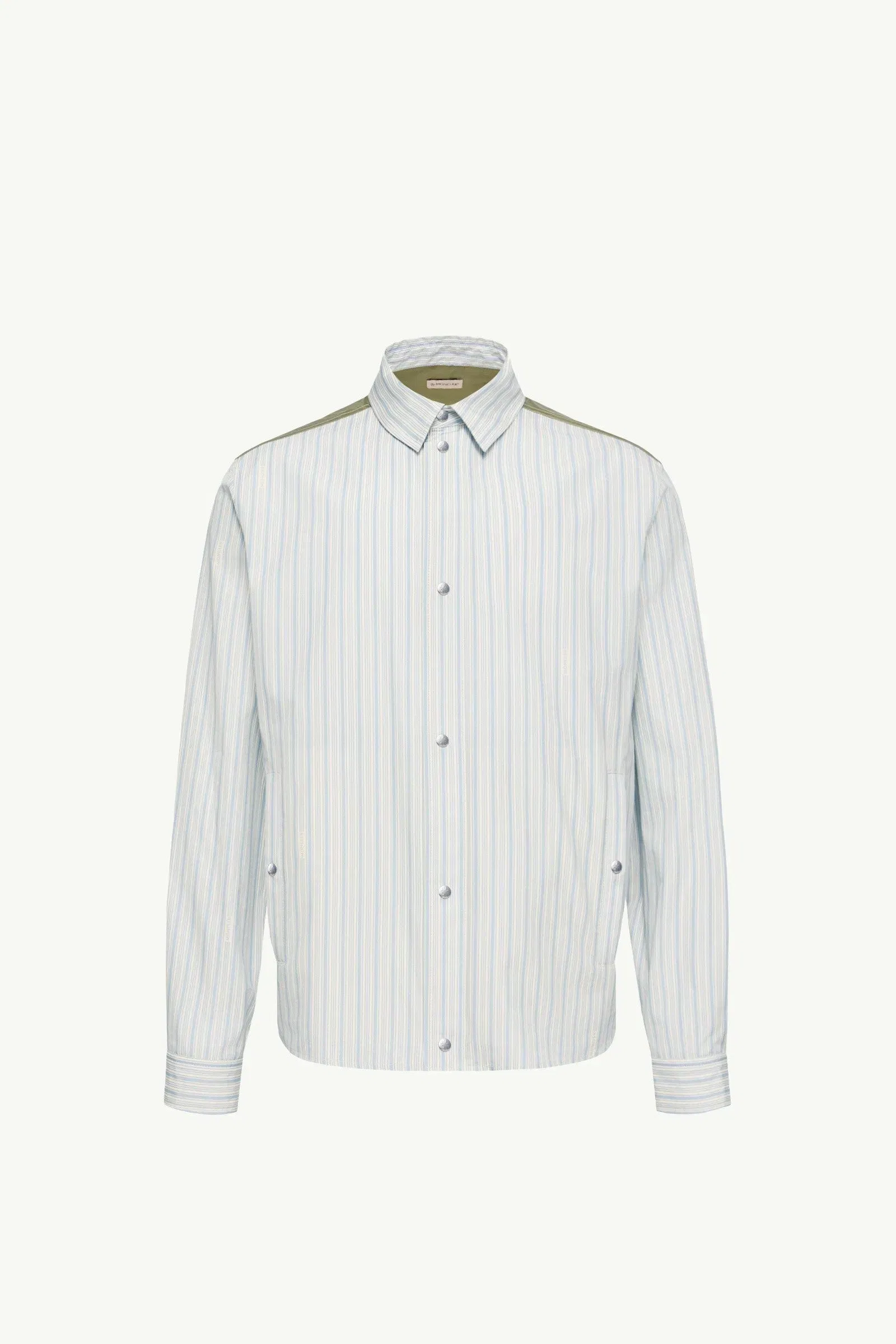 Moncler Striped Cotton Poplin Shirt Light Blue Light Blue