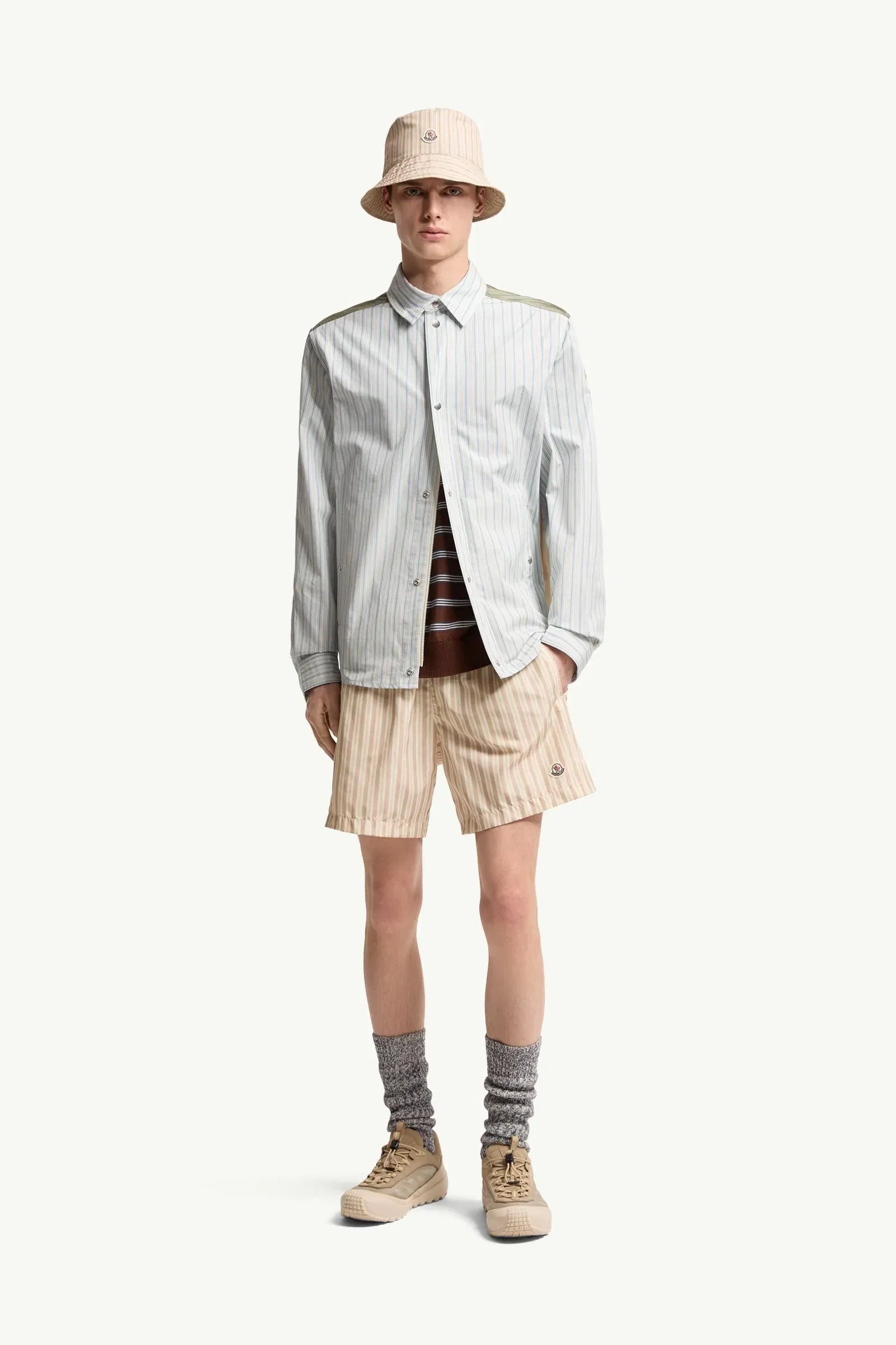 Moncler Striped Cotton Poplin Shirt Light Blue Light Blue