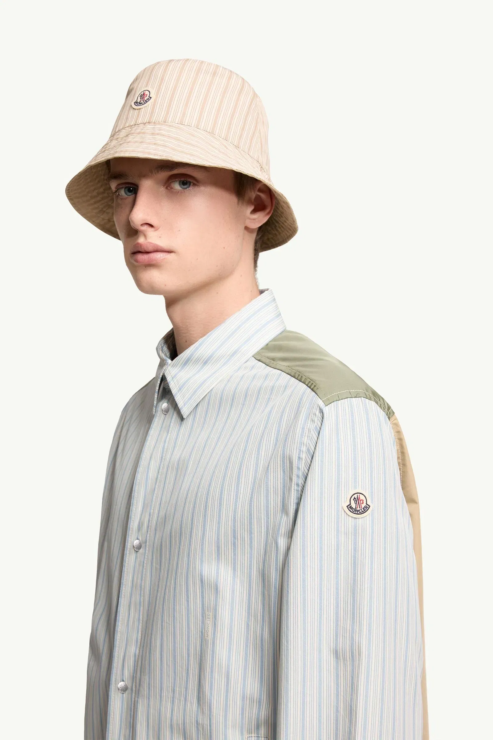 Moncler Striped Cotton Poplin Shirt Light Blue Light Blue