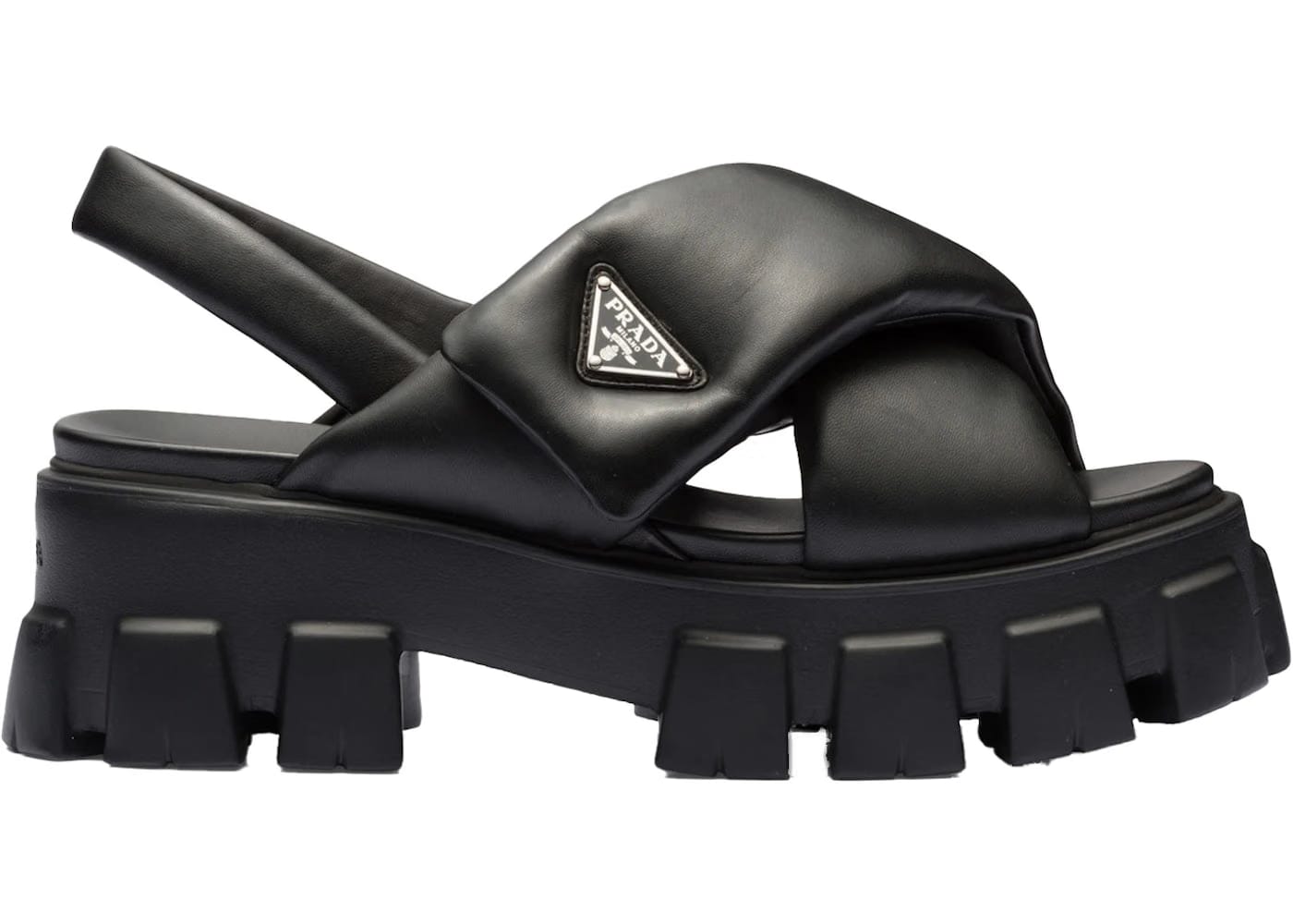 Prada Monolith Padded 55Mm Sandals Black Nappa Leather