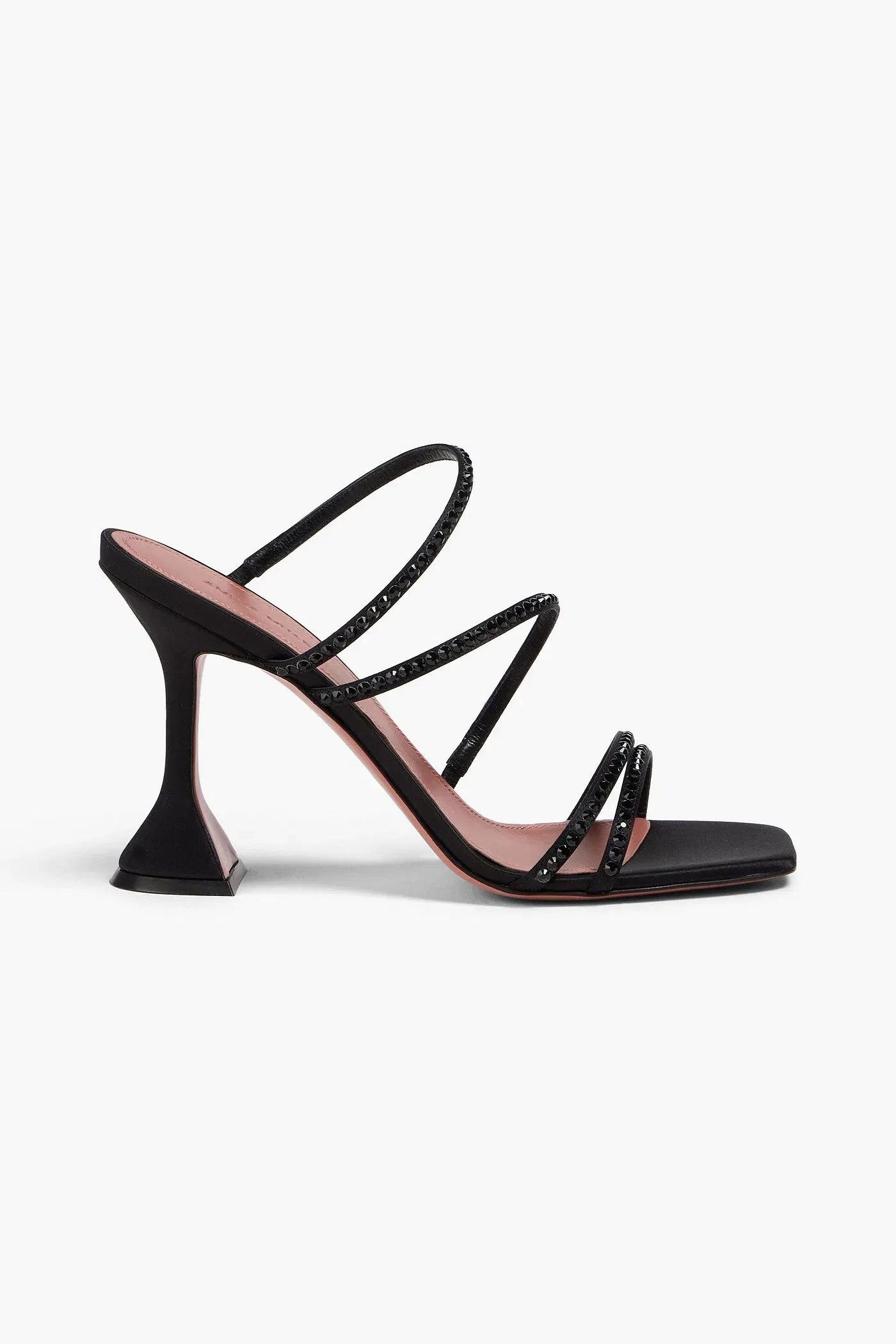 Amina Muaddi Naima Crystal-Embellished Satin Mules Black Women's