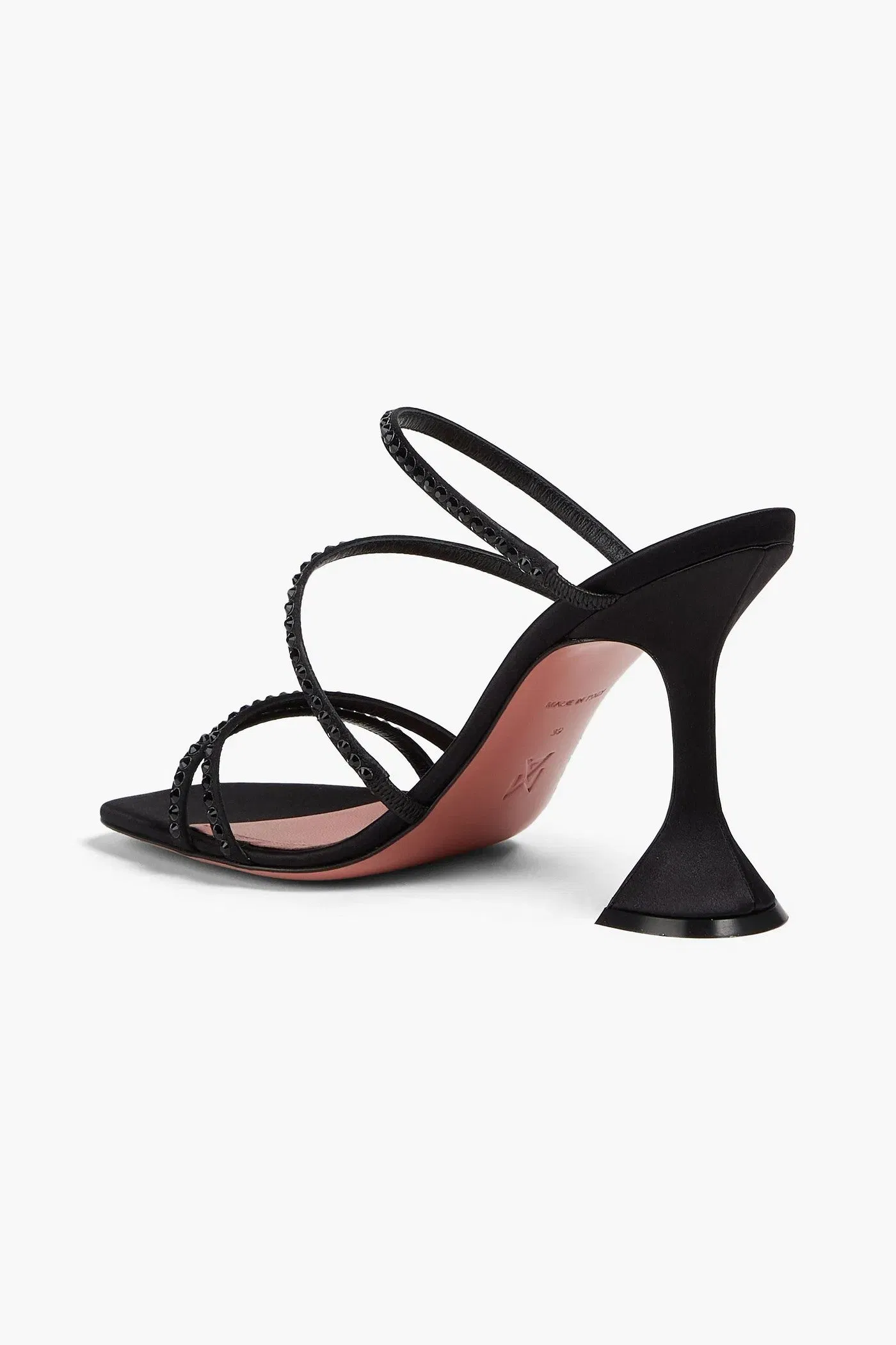 Amina Muaddi Naima Crystal-Embellished Satin Mules Black Women's