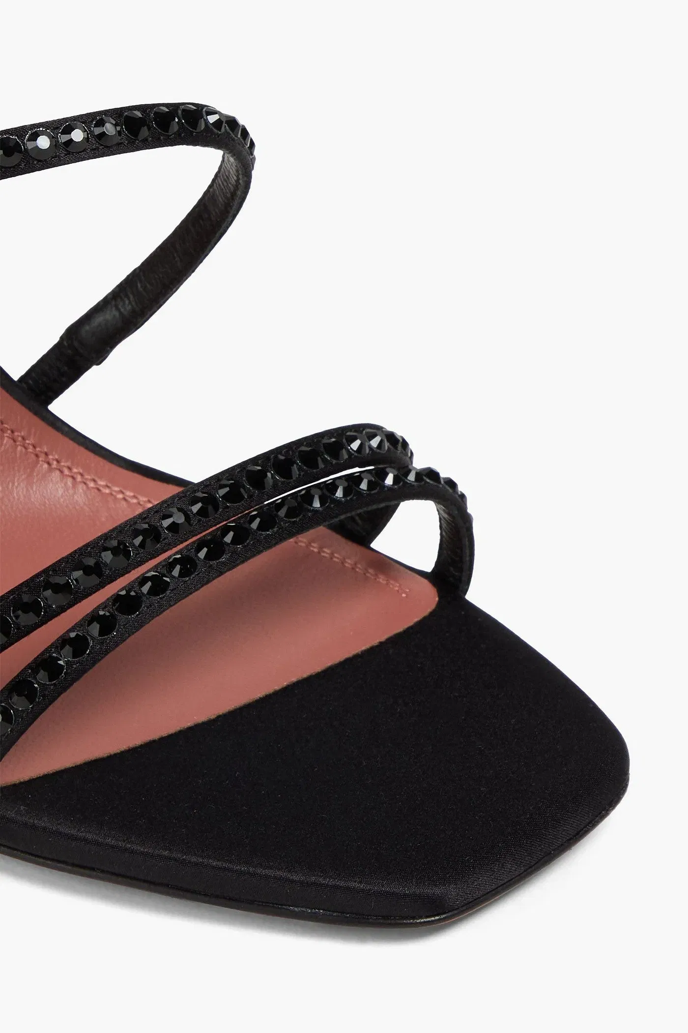 Amina Muaddi Naima Crystal-Embellished Satin Mules Black Women's