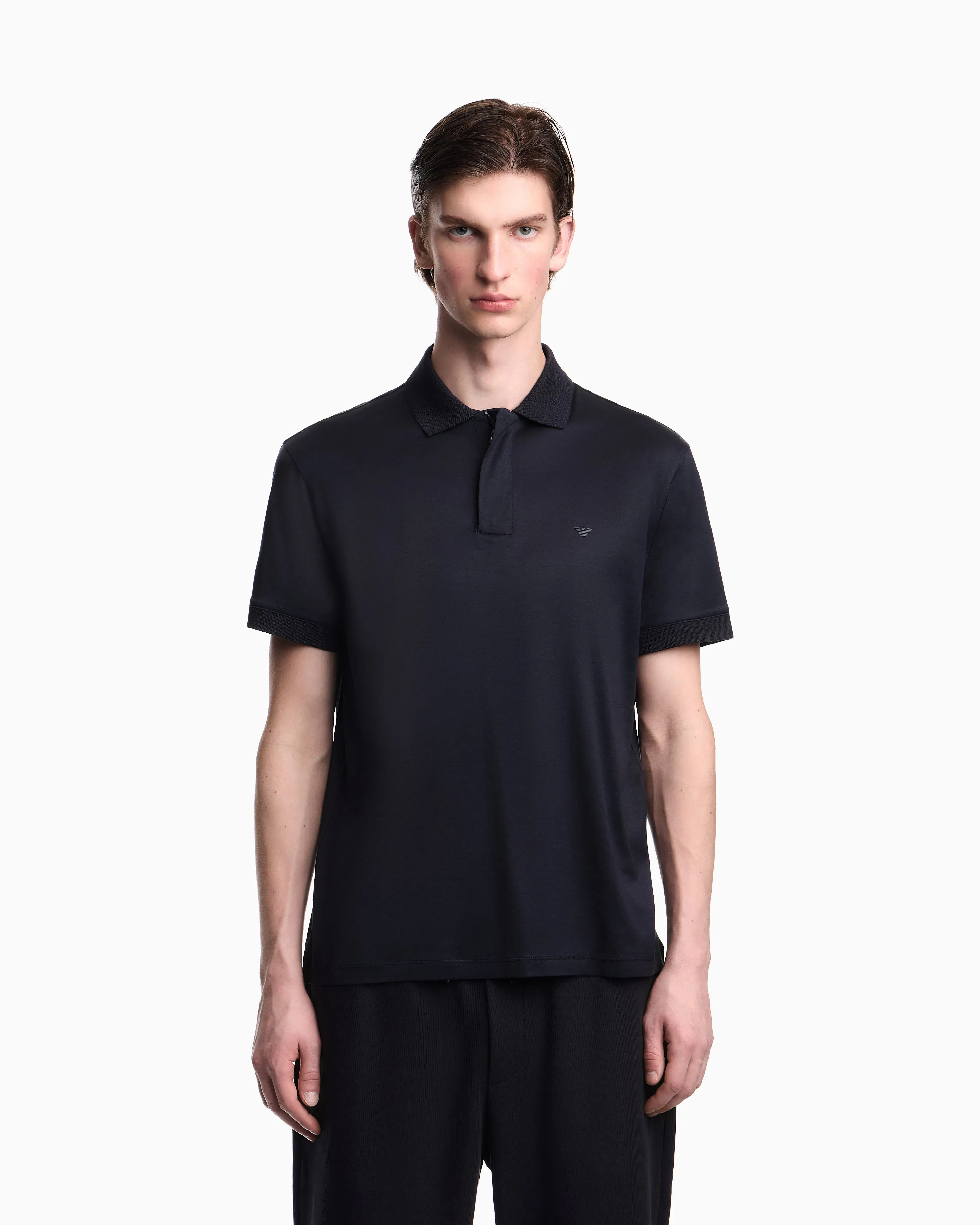Emporio Armani Travel Essential Lyocell-blend jersey polo shirt