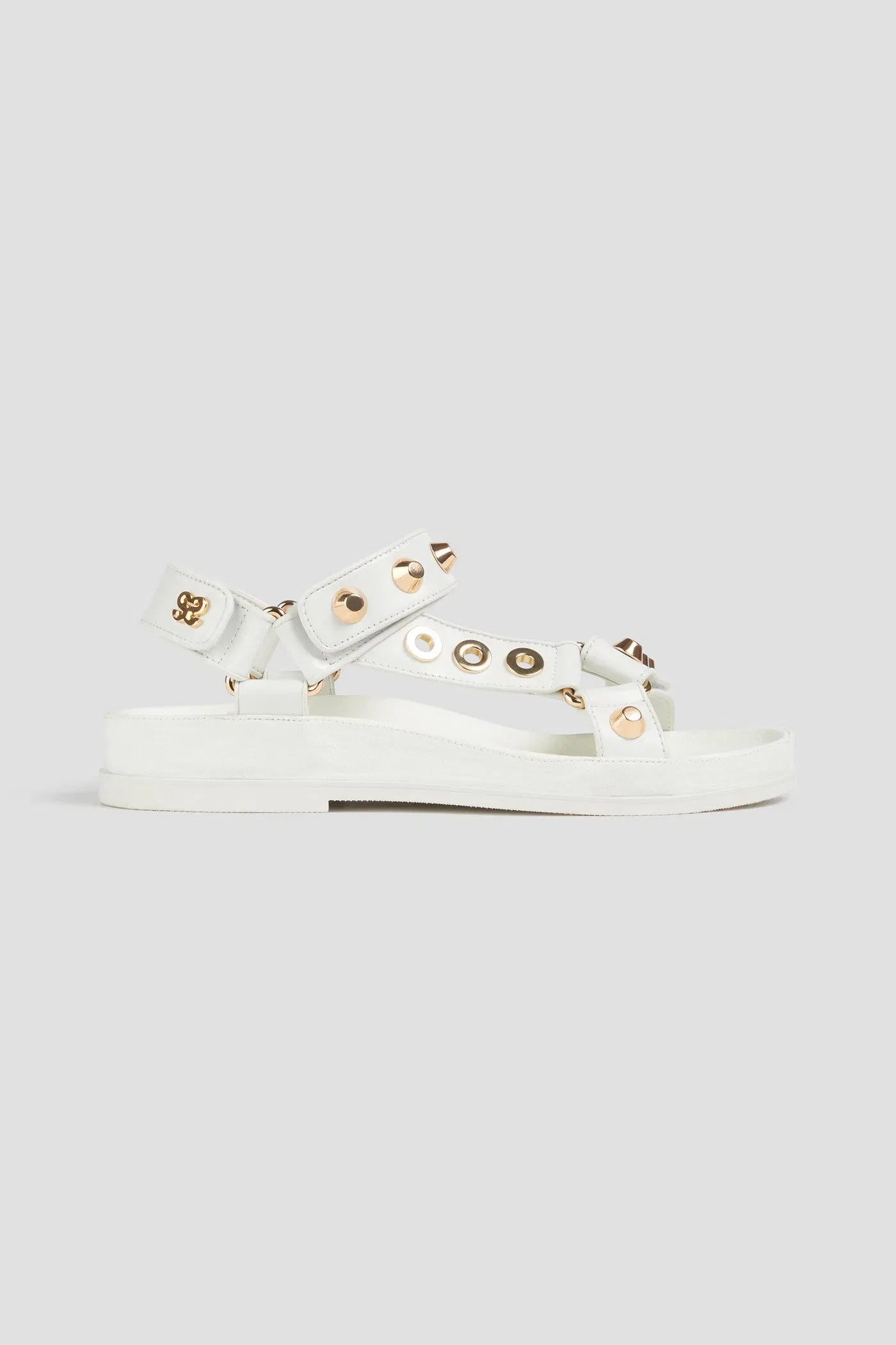 Sandro Embellished Leather Sandals Ecru Women's