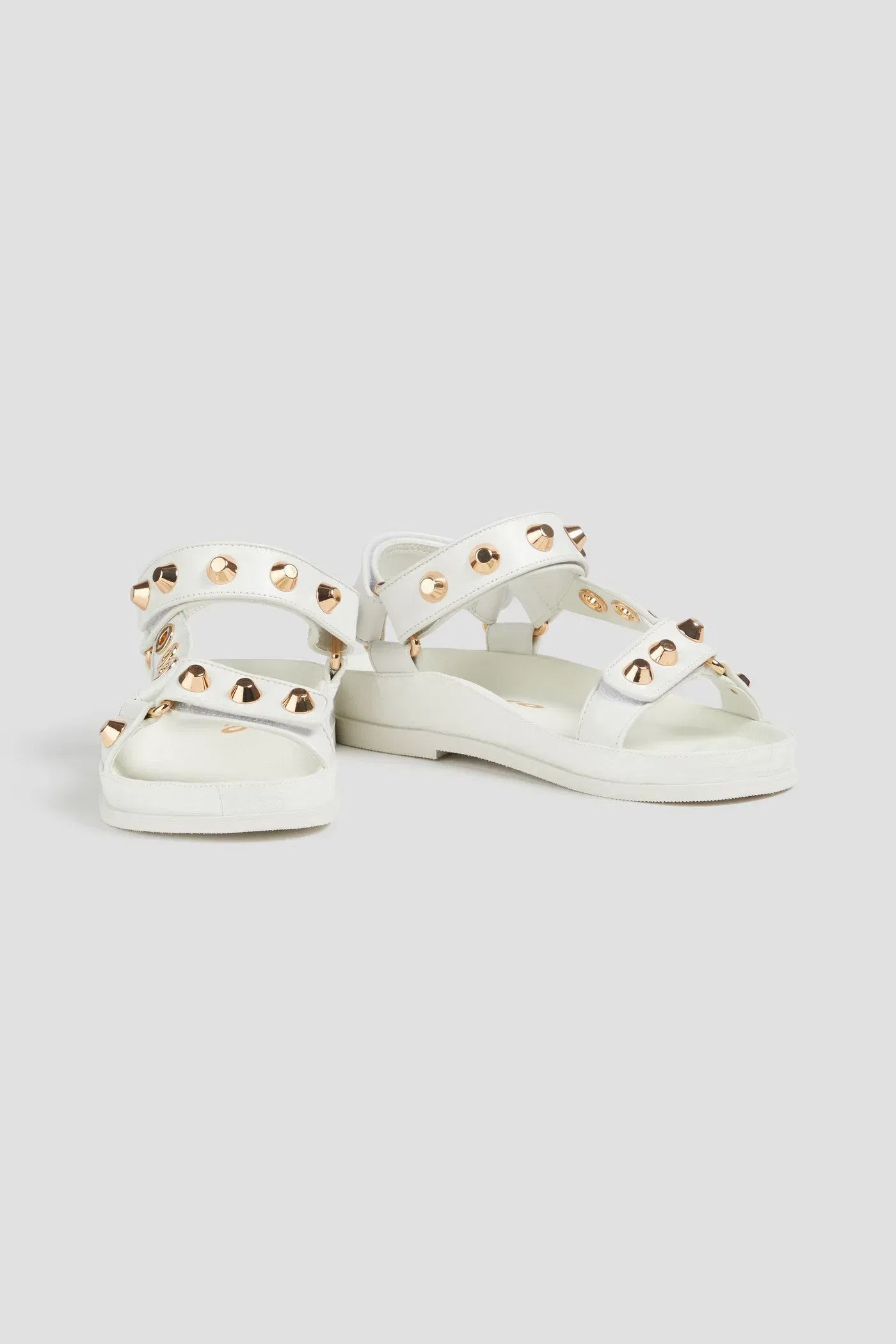 Sandro Embellished Leather Sandals Ecru Women's