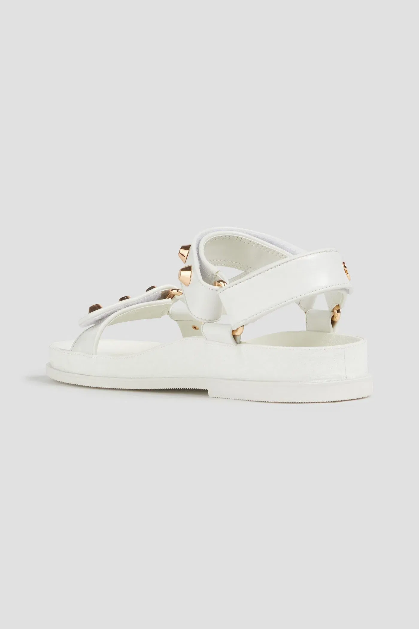 Sandro Embellished Leather Sandals Ecru Women's
