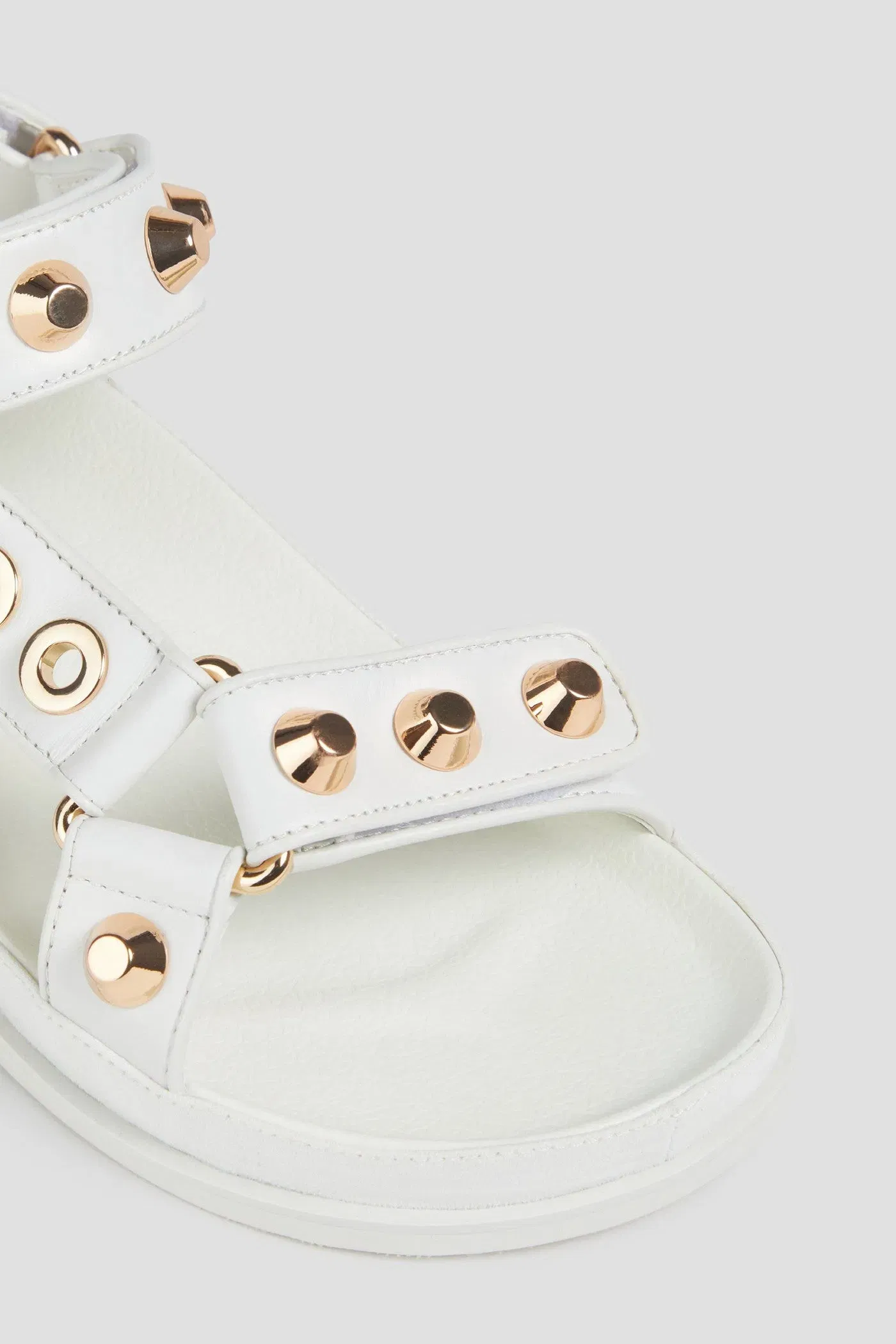 Sandro Embellished Leather Sandals Ecru Women's