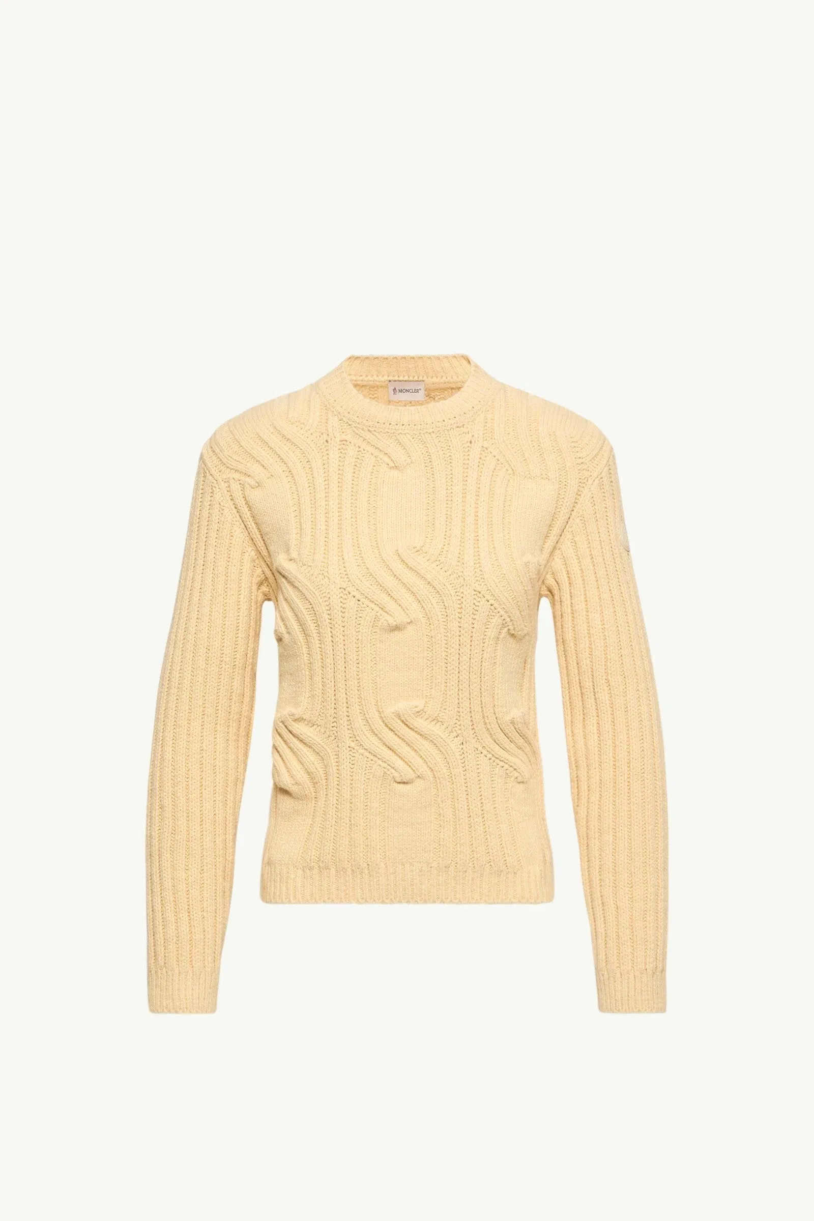 Moncler Chain Knit Cotton Blend Sweater Ochre Yellow Ochre Yellow