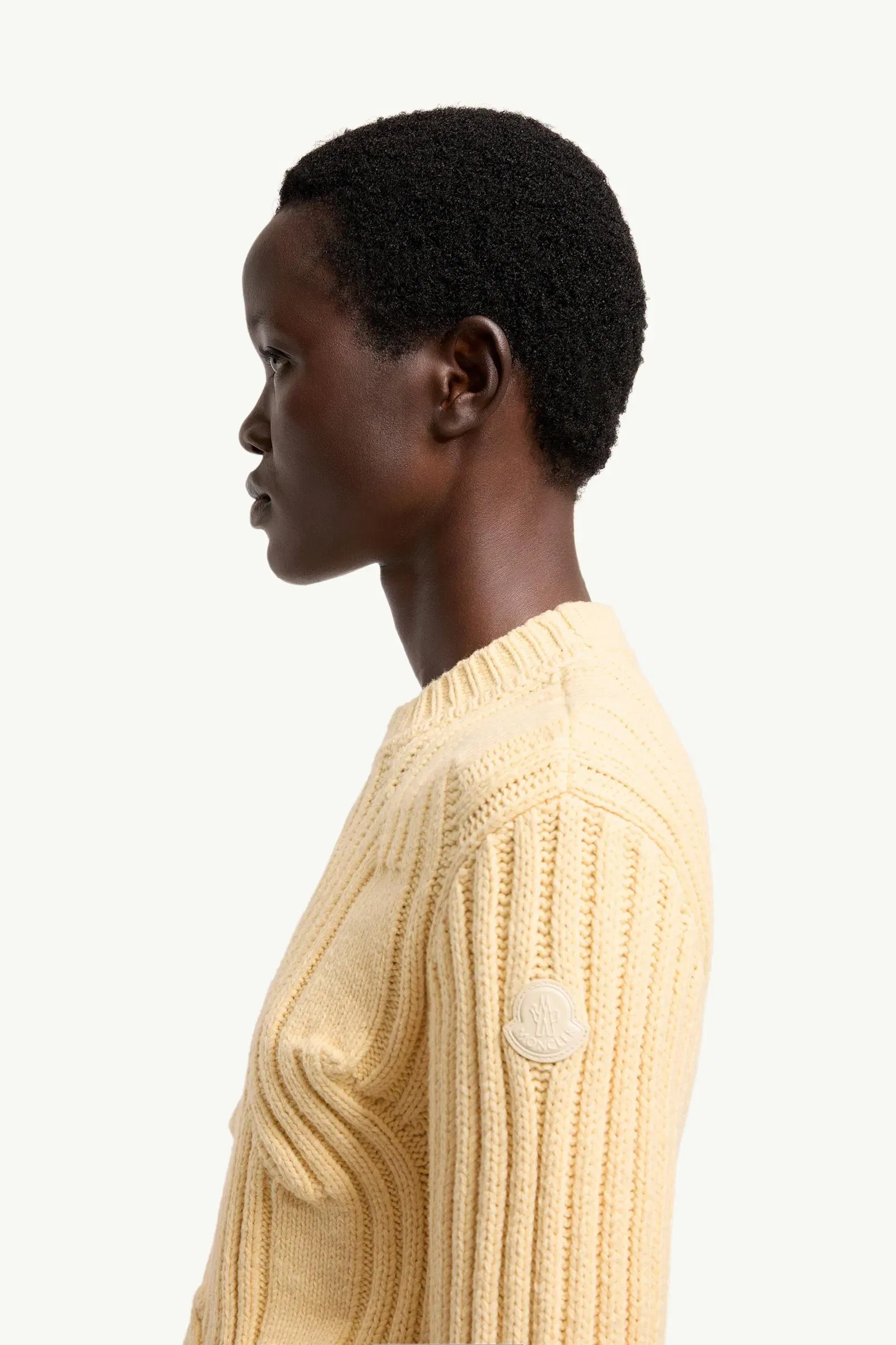 Moncler Chain Knit Cotton Blend Sweater Ochre Yellow Ochre Yellow