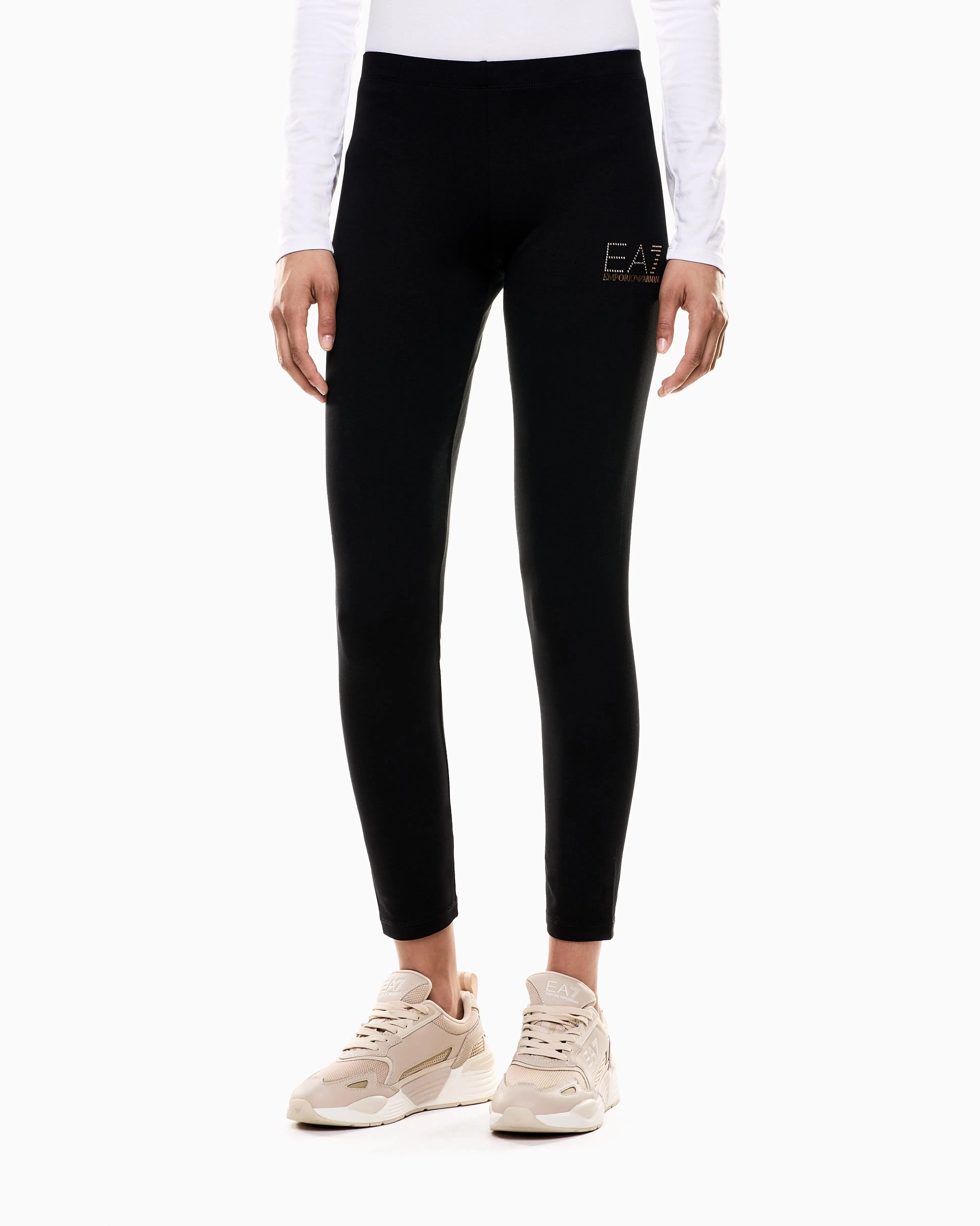 EA7 Jersey legging in stretch cotton with micro studs Evolution