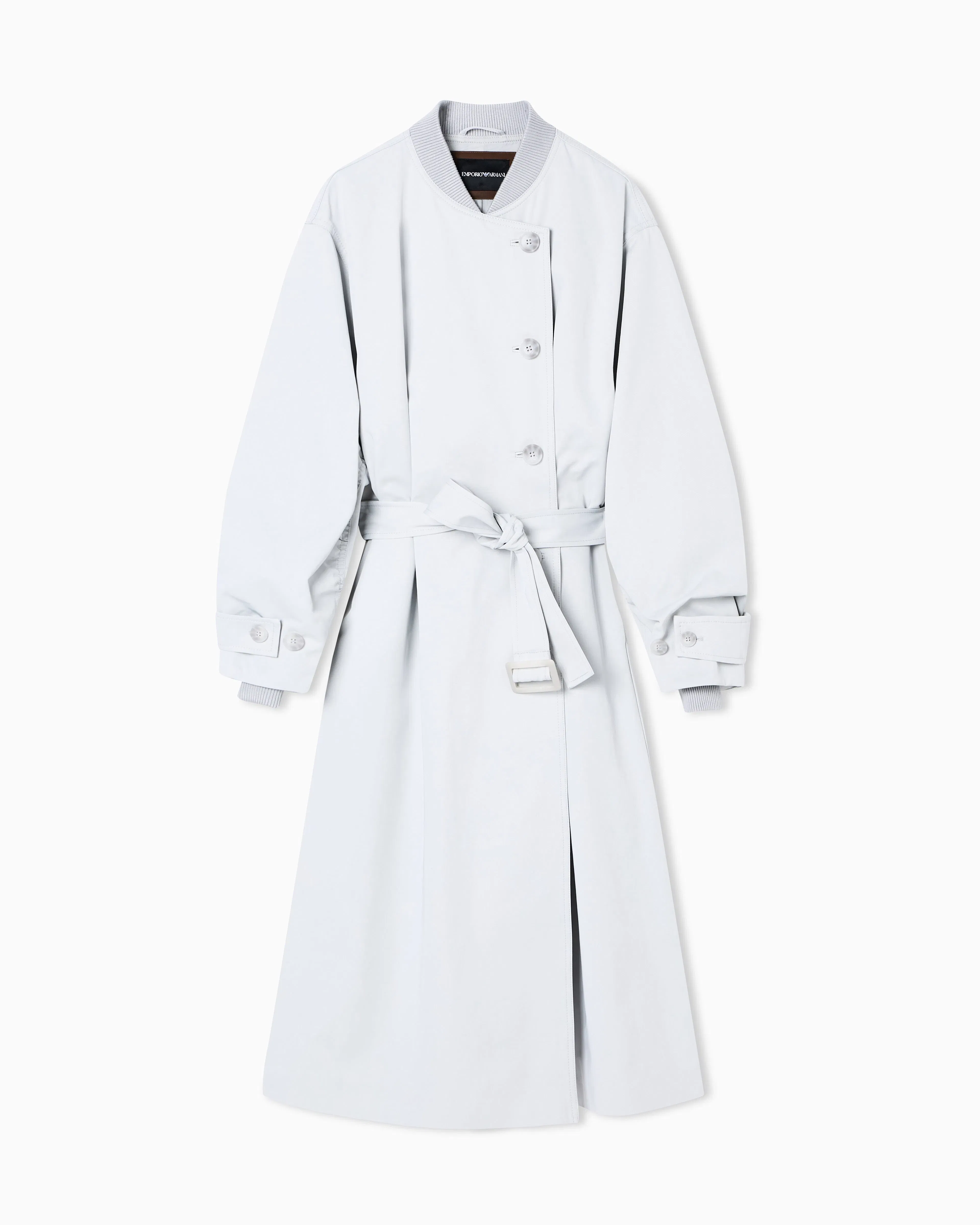 Emporio Armani Two-piece effect trench coat in water-repellent technical cotton
