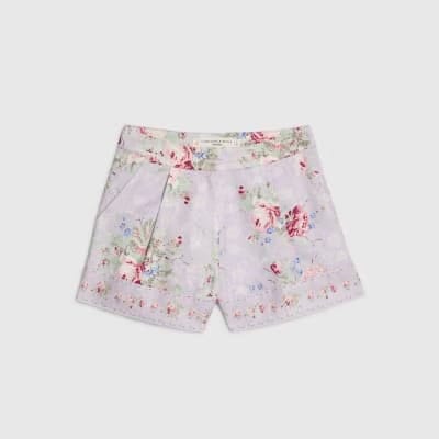 Purple Floral Printed Shorts