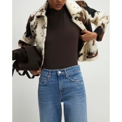 Blue Raw Hem Wide Leg Jeans