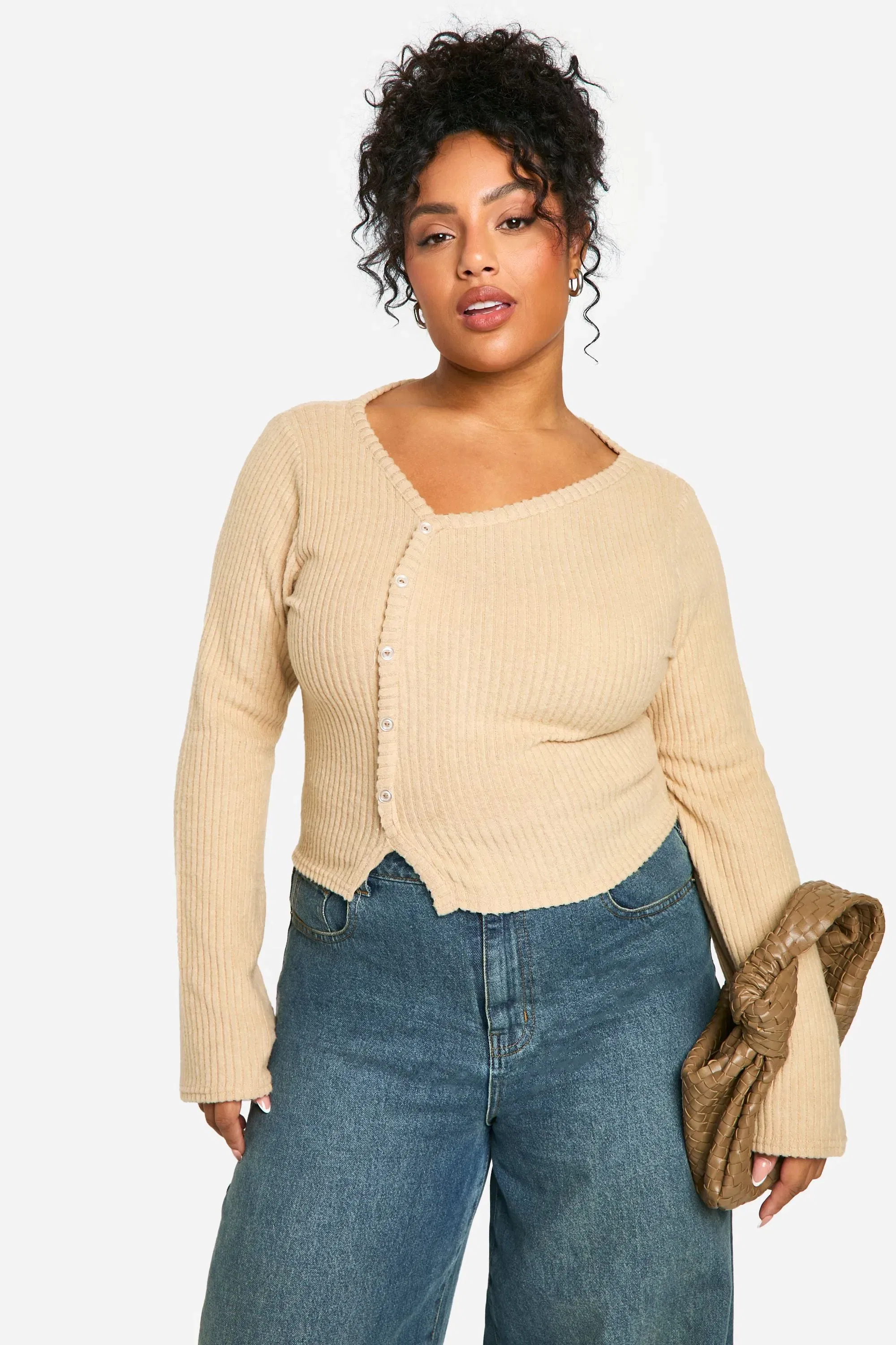 Plus Asymmetric Button Through Top
