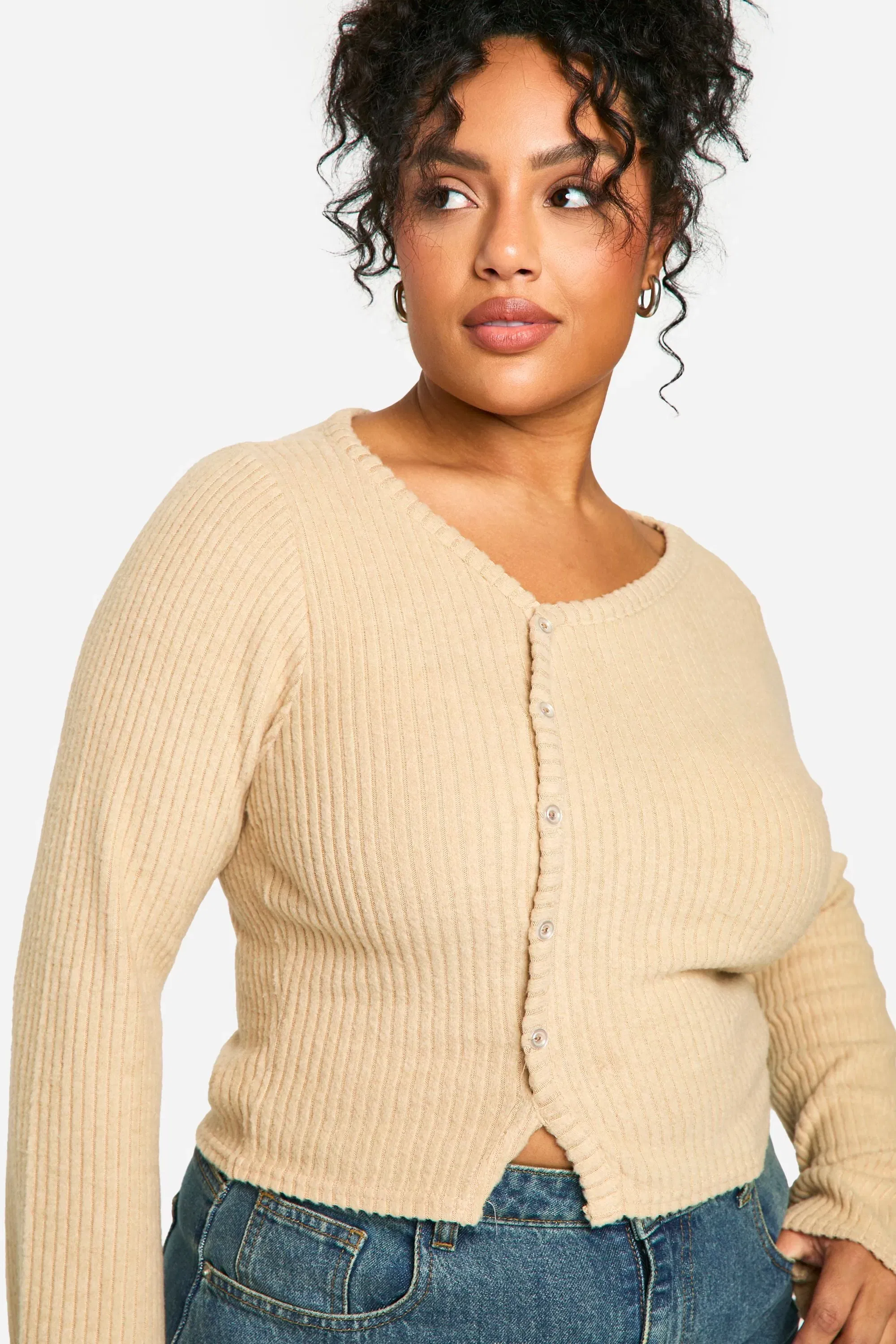 Plus Asymmetric Button Through Top