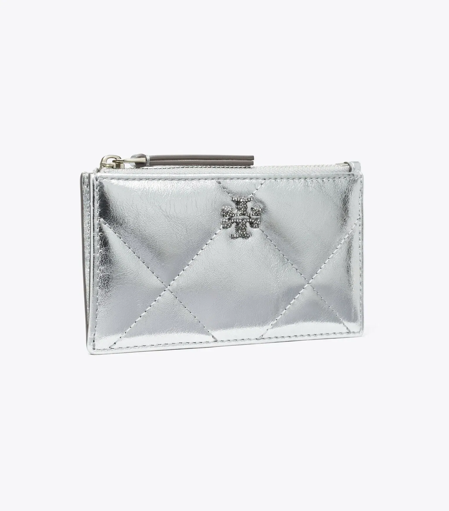 Kira Diamond Quilt Metallic Zip Card Case