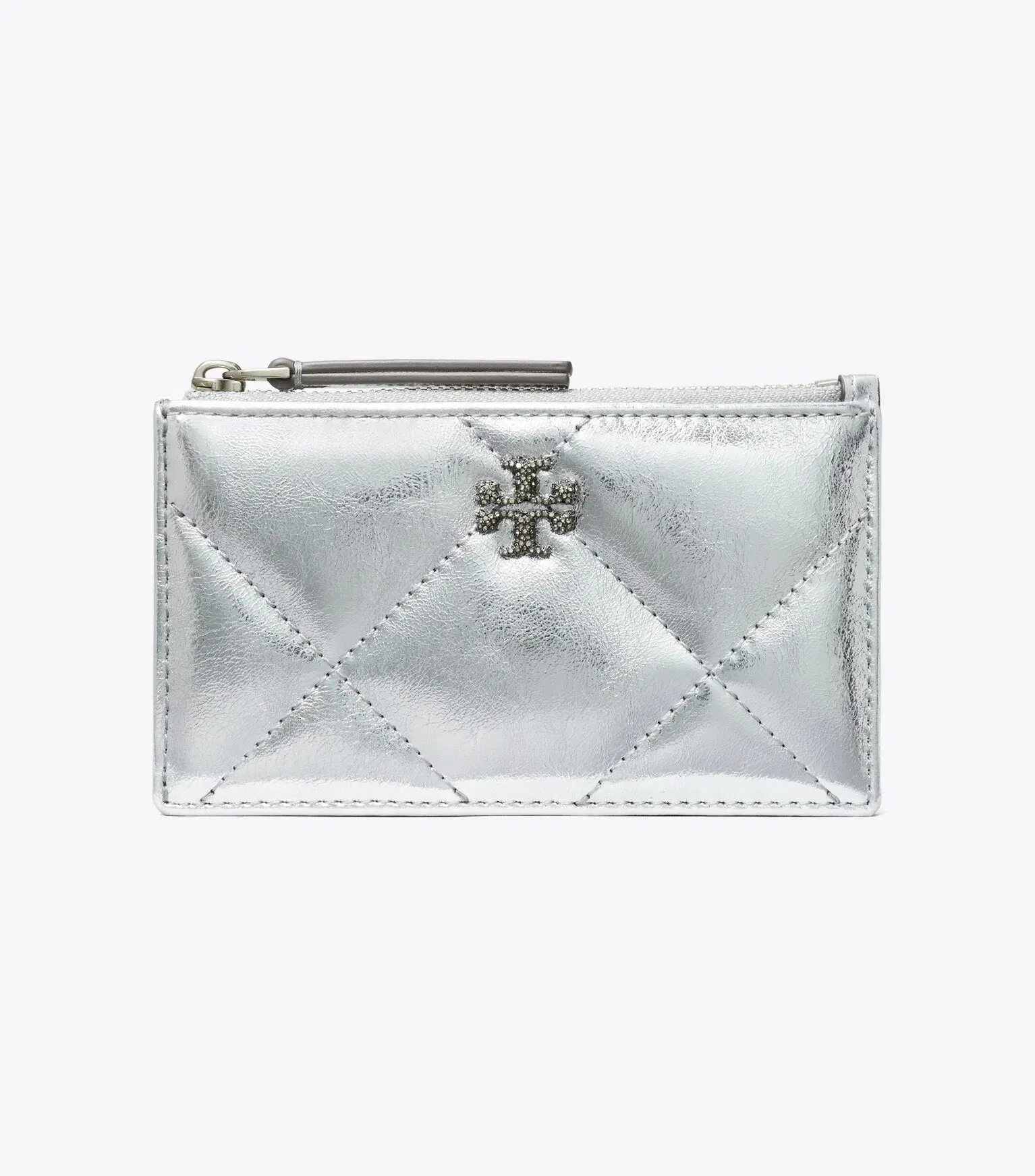 Kira Diamond Quilt Metallic Zip Card Case