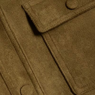 Khaki Belted Faux Suede Belted Jacket