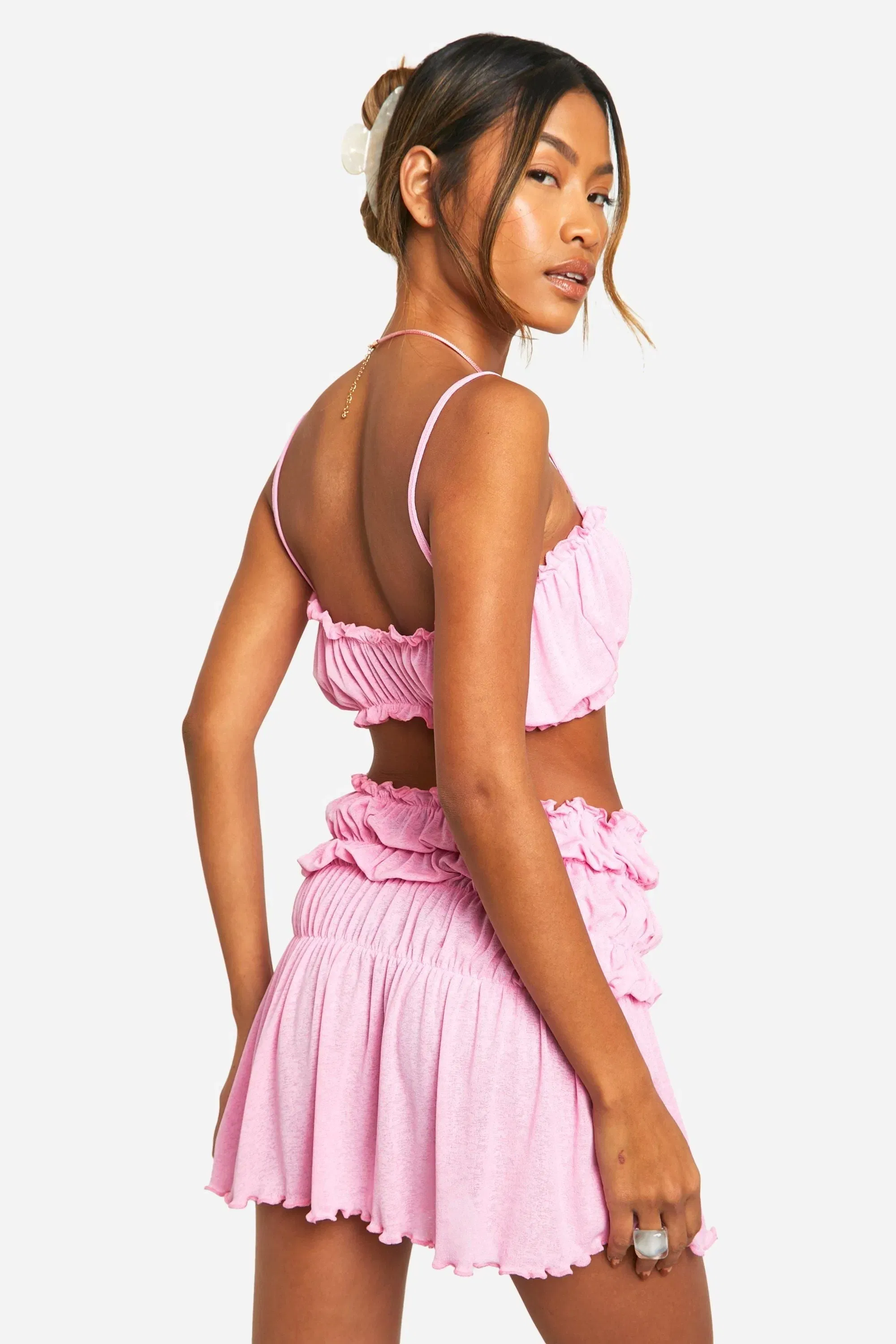 Onion Skin Bralet and Matching Ruched Mini Skirt