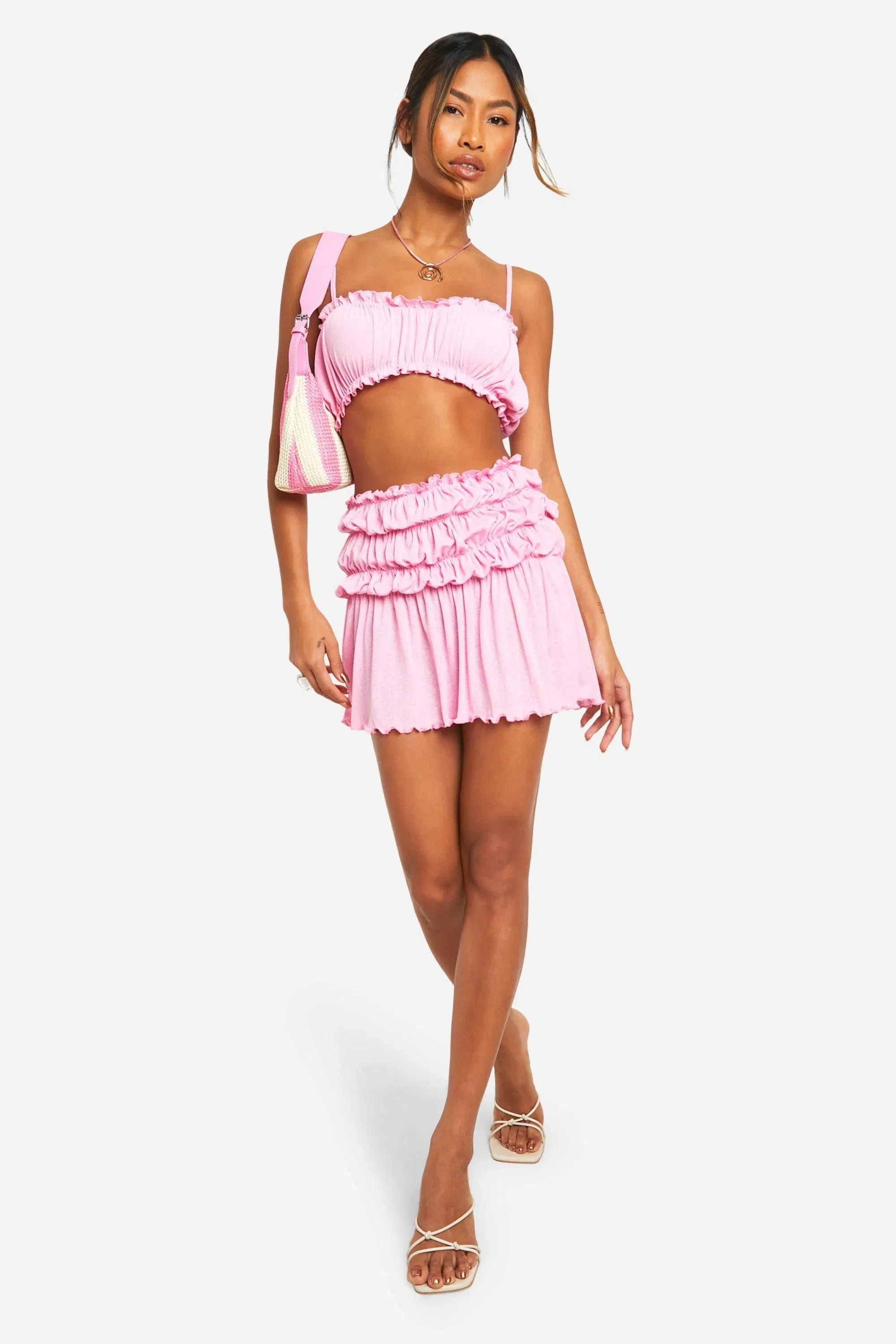 Onion Skin Bralet and Matching Ruched Mini Skirt