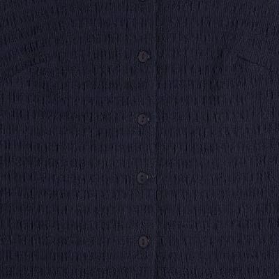 Navy Sleeveless Textured Button Through Top