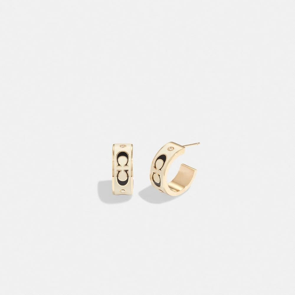 Signature Enamel Huggie Earrings