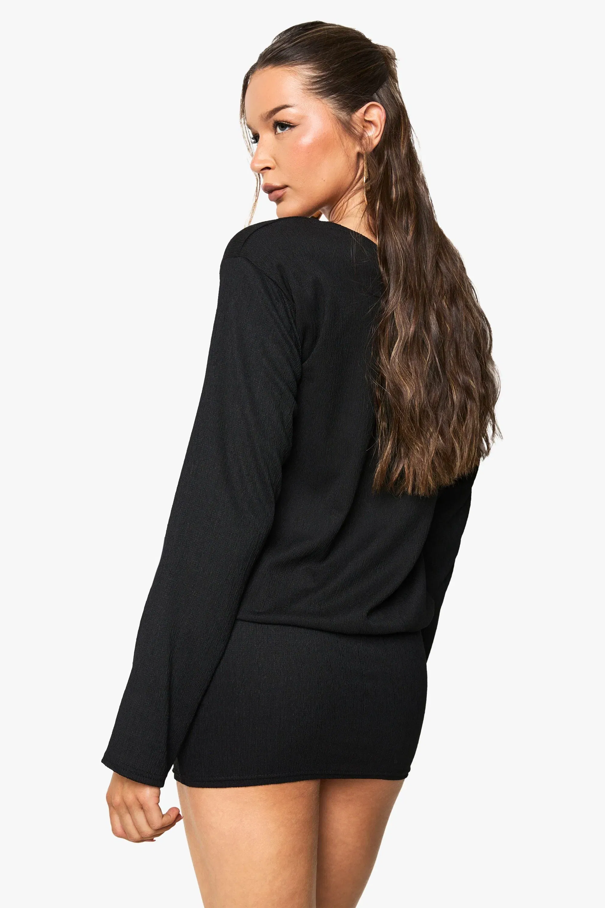 Off the Shoulder Long Sleeve Bodycon Mini Dress