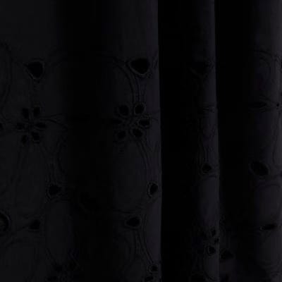 Black Poplin Broderie Tie Back Midi Dress