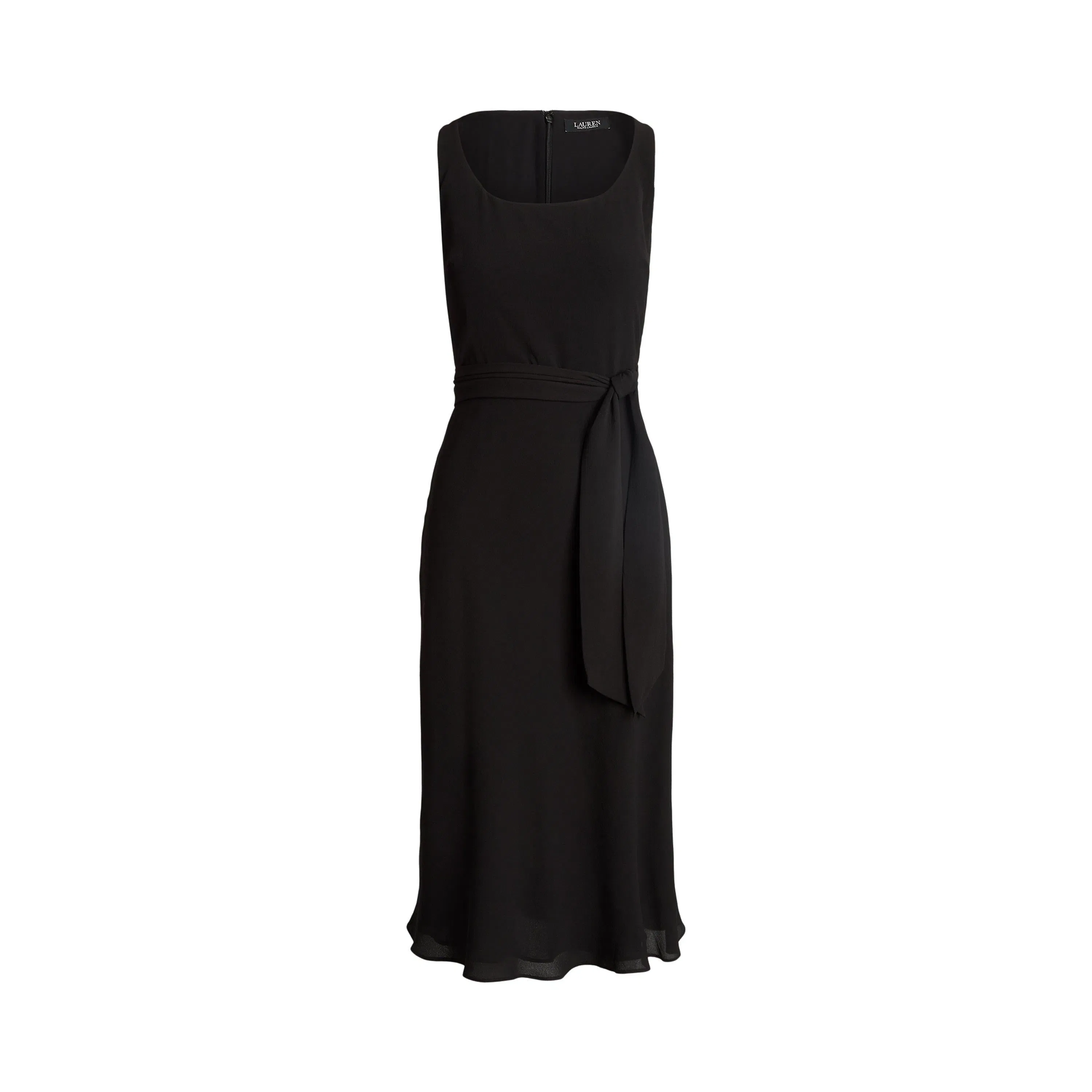 Belted Crepe Sleeveless Dress