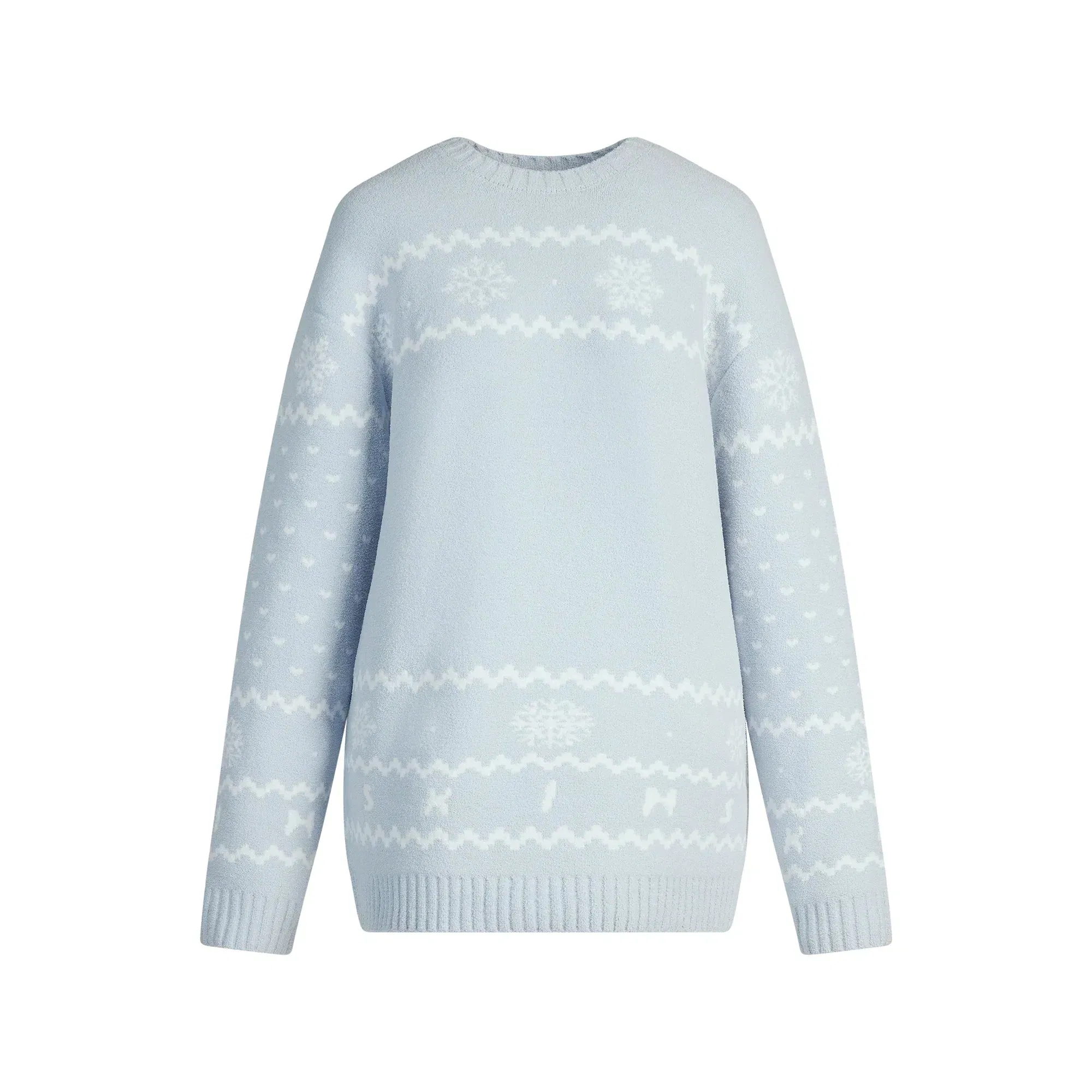 COZY LIGHT CREWNECK PULLOVER | ZEN BLUE HEART FAIR ISLE