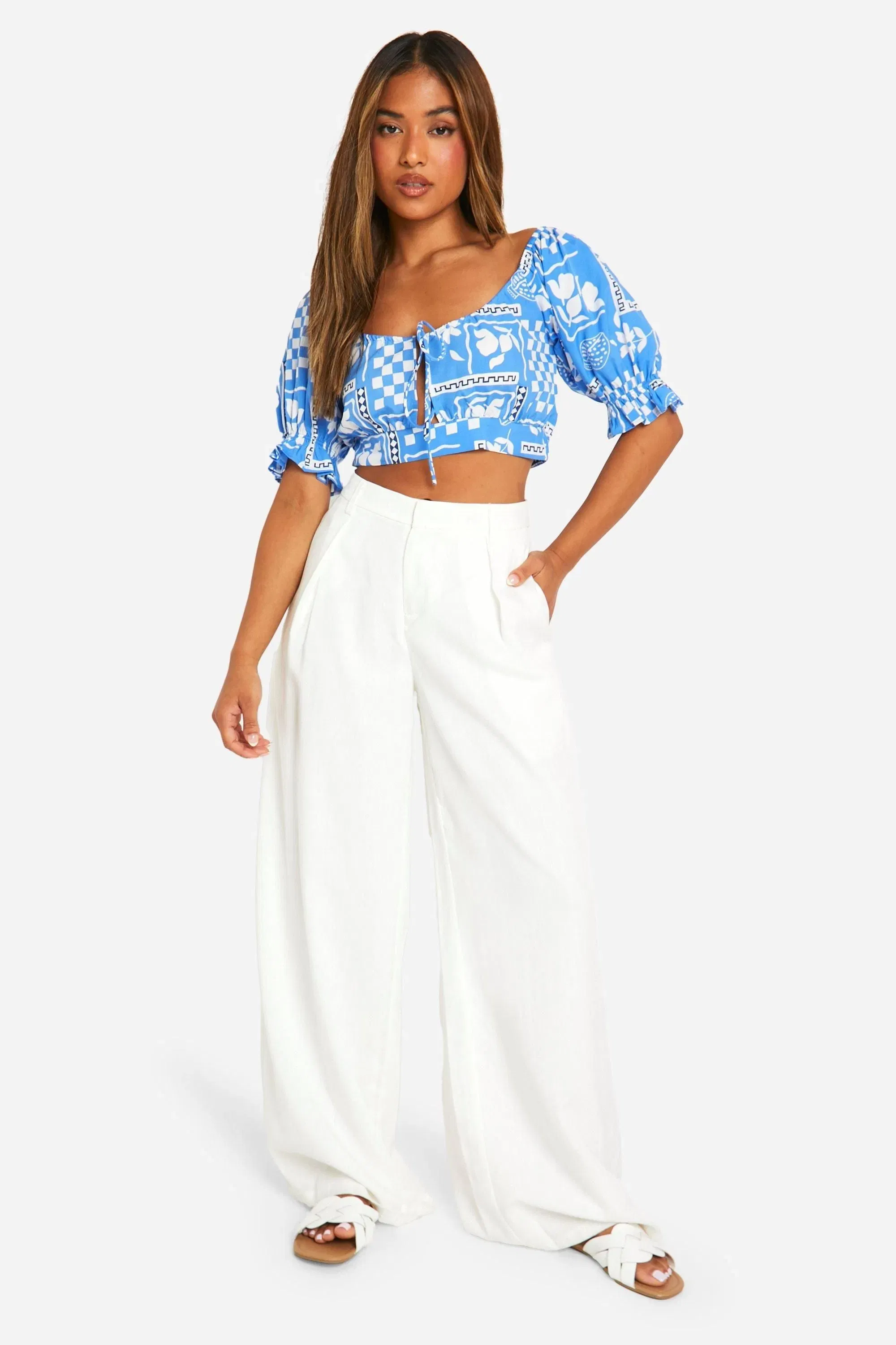 Petite Printed Puff Sleeve Top