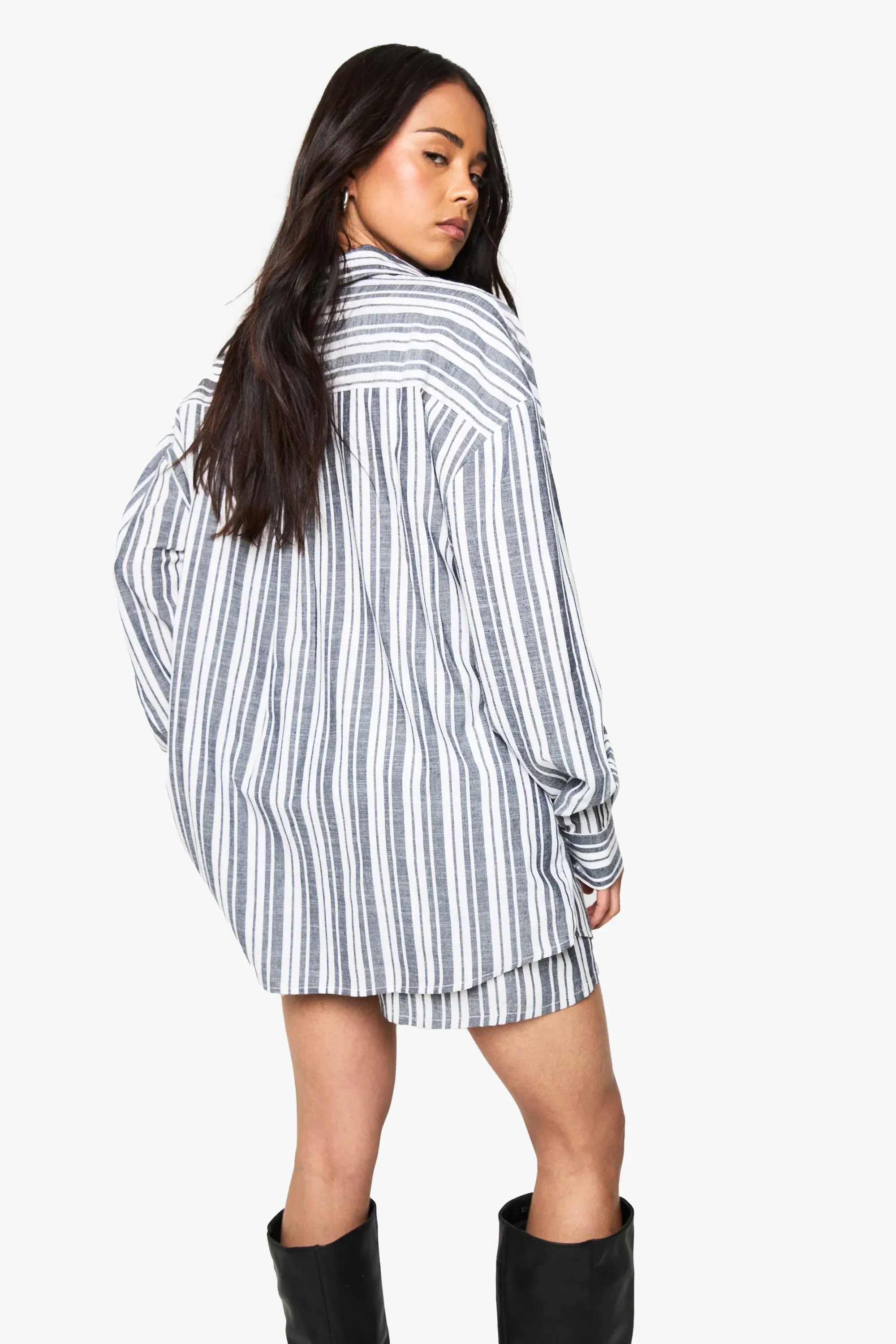 Stripe Long Sleeve Shirt & Shorts Co-ord