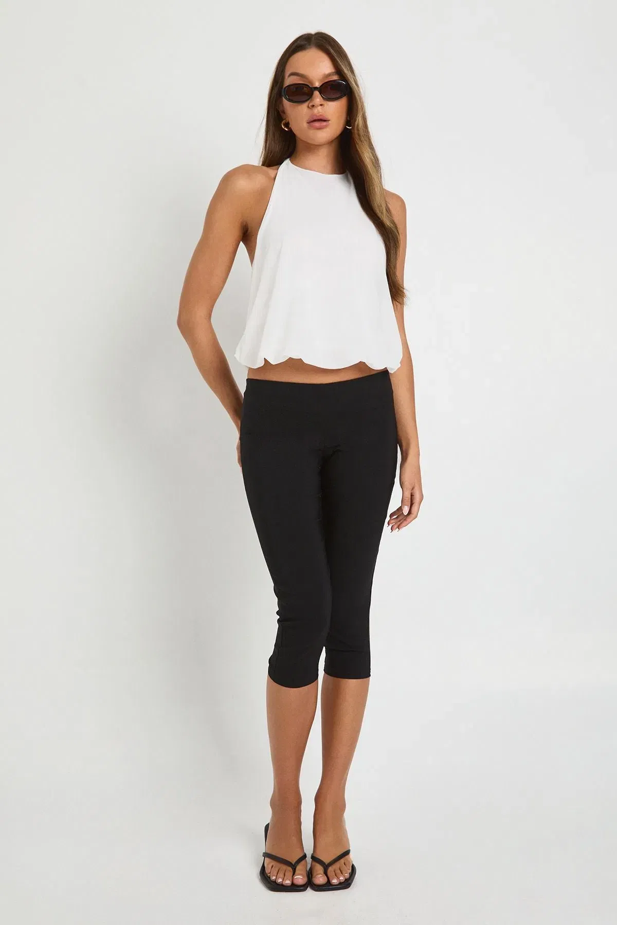 Mesh Halterneck Bubble Hem Top