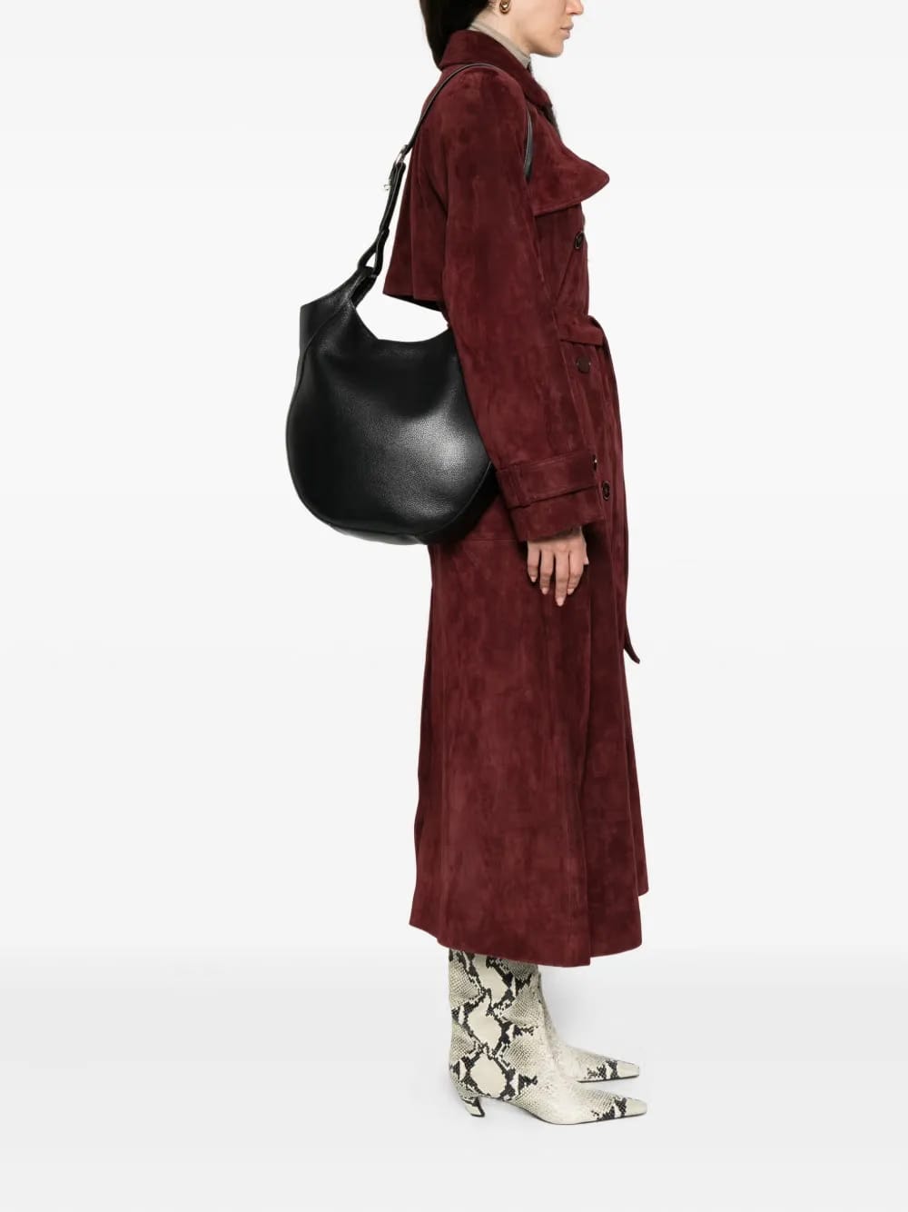curved leather shoulder bag
