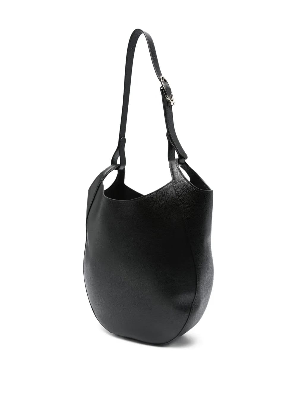 curved leather shoulder bag