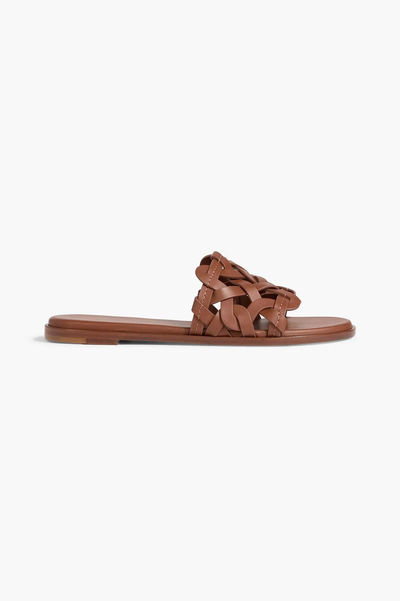 Gianvito Rossi Amalfi Woven Leather Slides Brown Women's