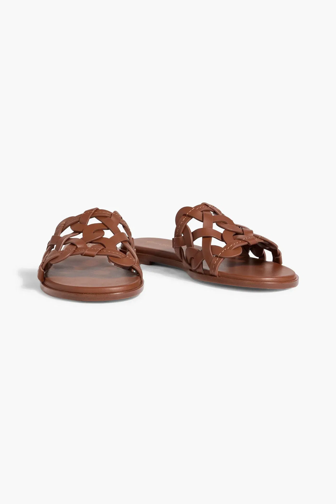 Gianvito Rossi Amalfi Woven Leather Slides Brown Women's