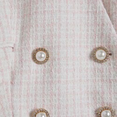 Pink Boucle Hybrid Cropped Blazer