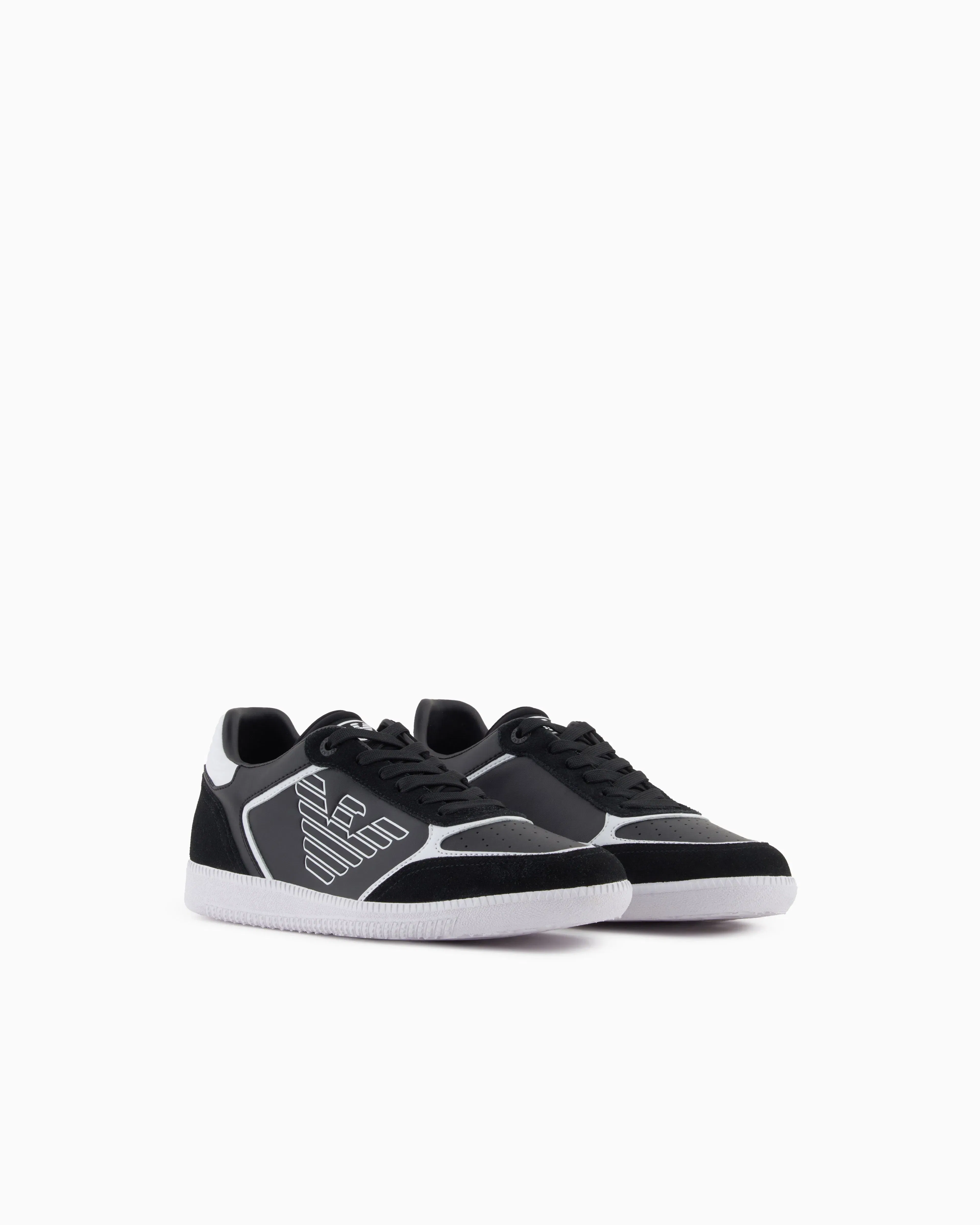 Ea7 High-Top Sneaker In Leather And Suede New Heritage Eagle Black